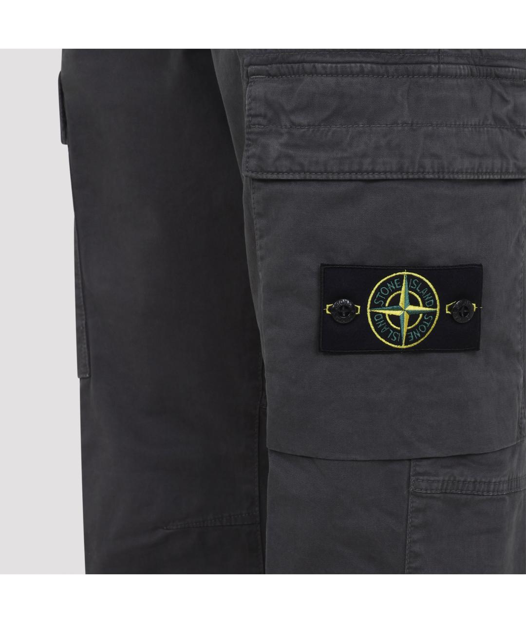 STONE ISLAND Серые хлопковые повседневные брюки, фото 4