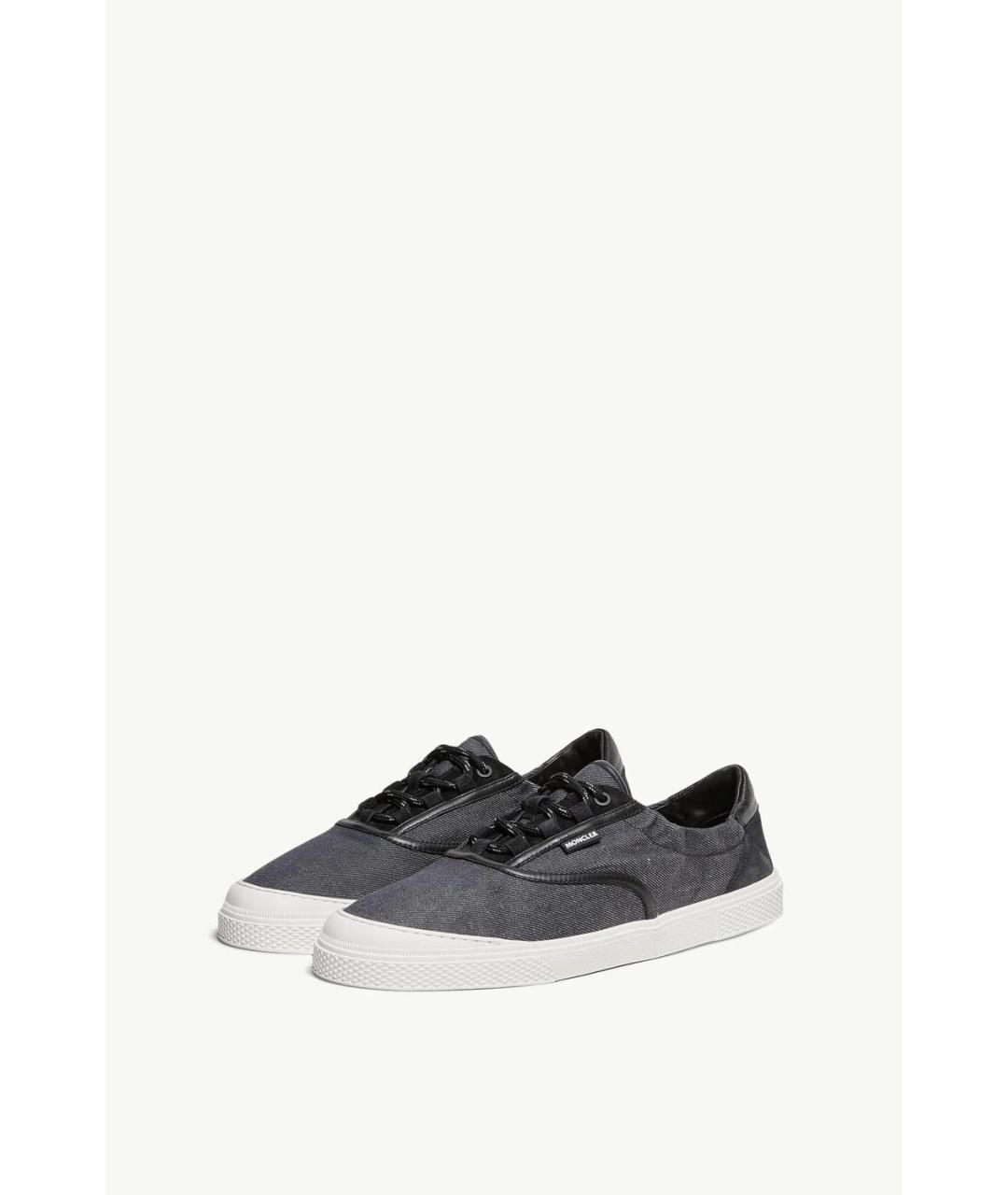 MONCLER Синие текстильные низкие кроссовки / кеды, фото 3