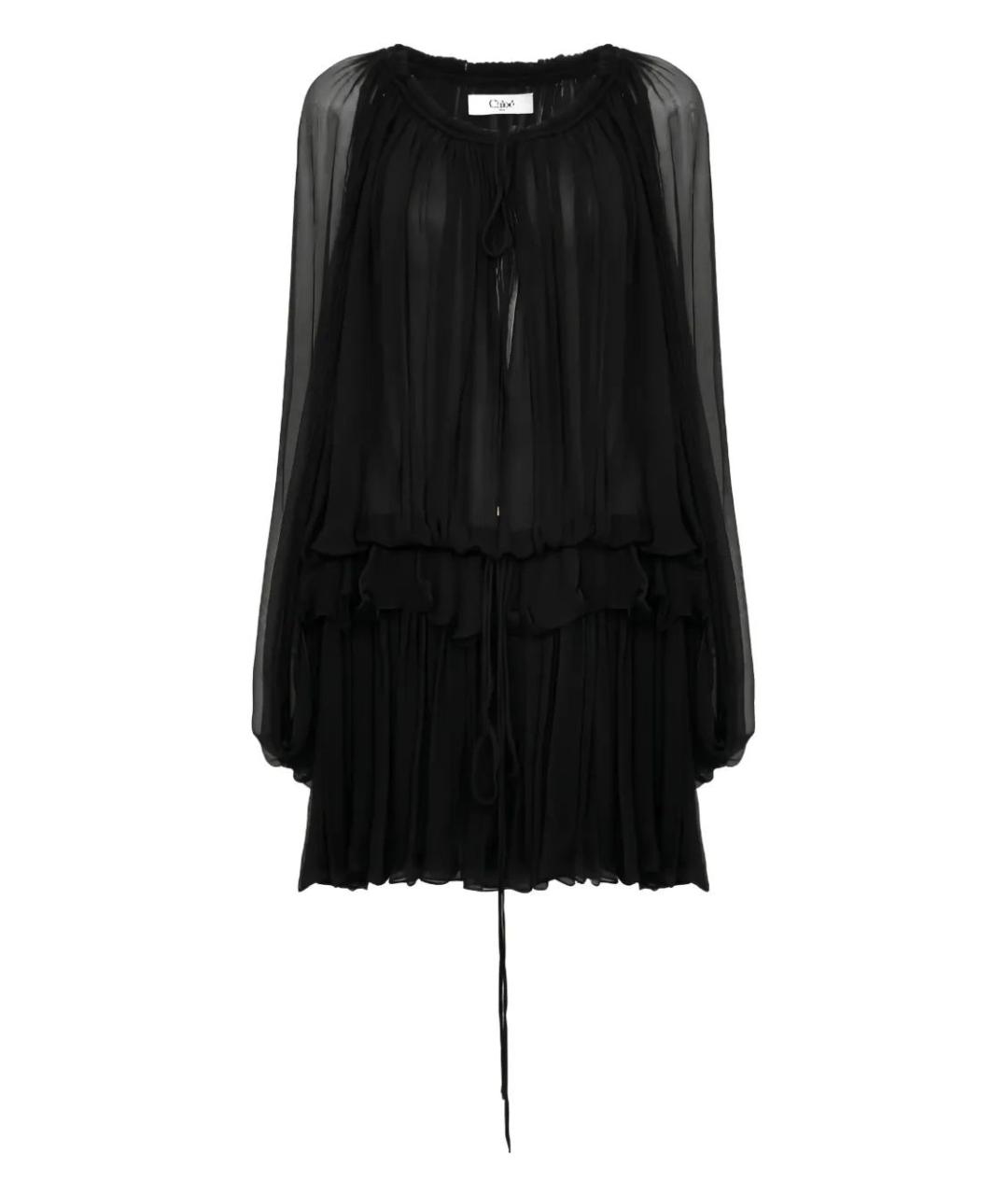 CHLOE Черное шелковое коктейльное платье, фото 1