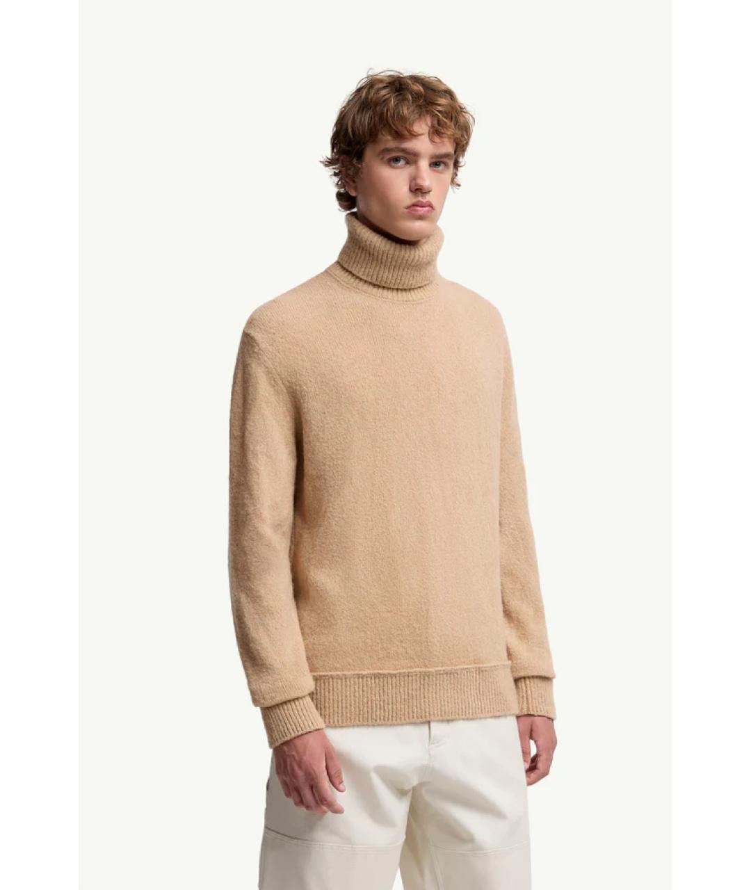 MONCLER Бежевый шерстяной джемпер / свитер, фото 2