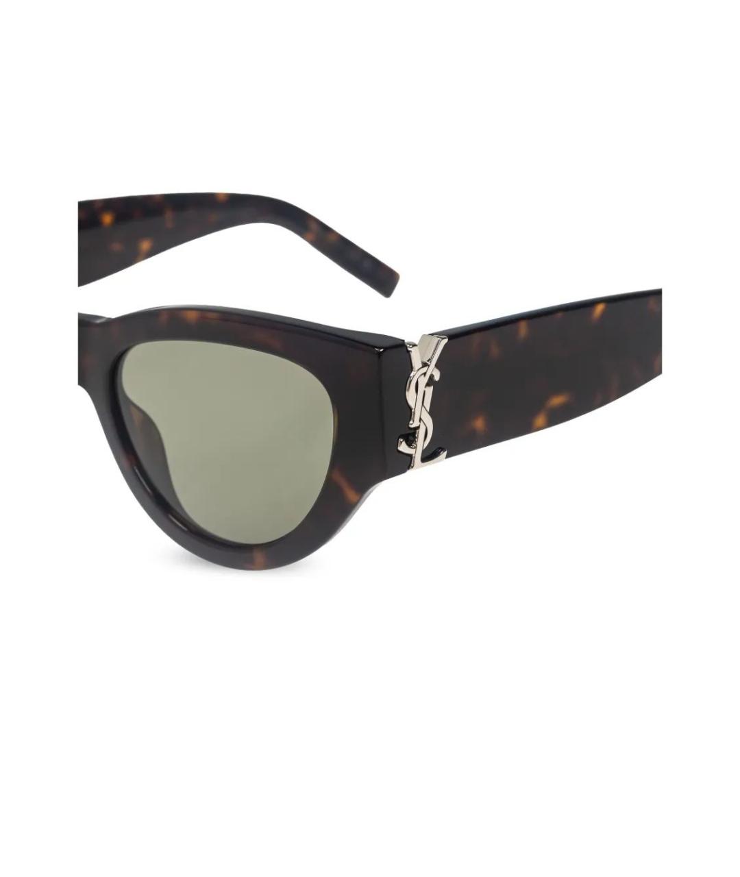 SAINT LAURENT Коричневые пластиковые солнцезащитные очки, фото 3