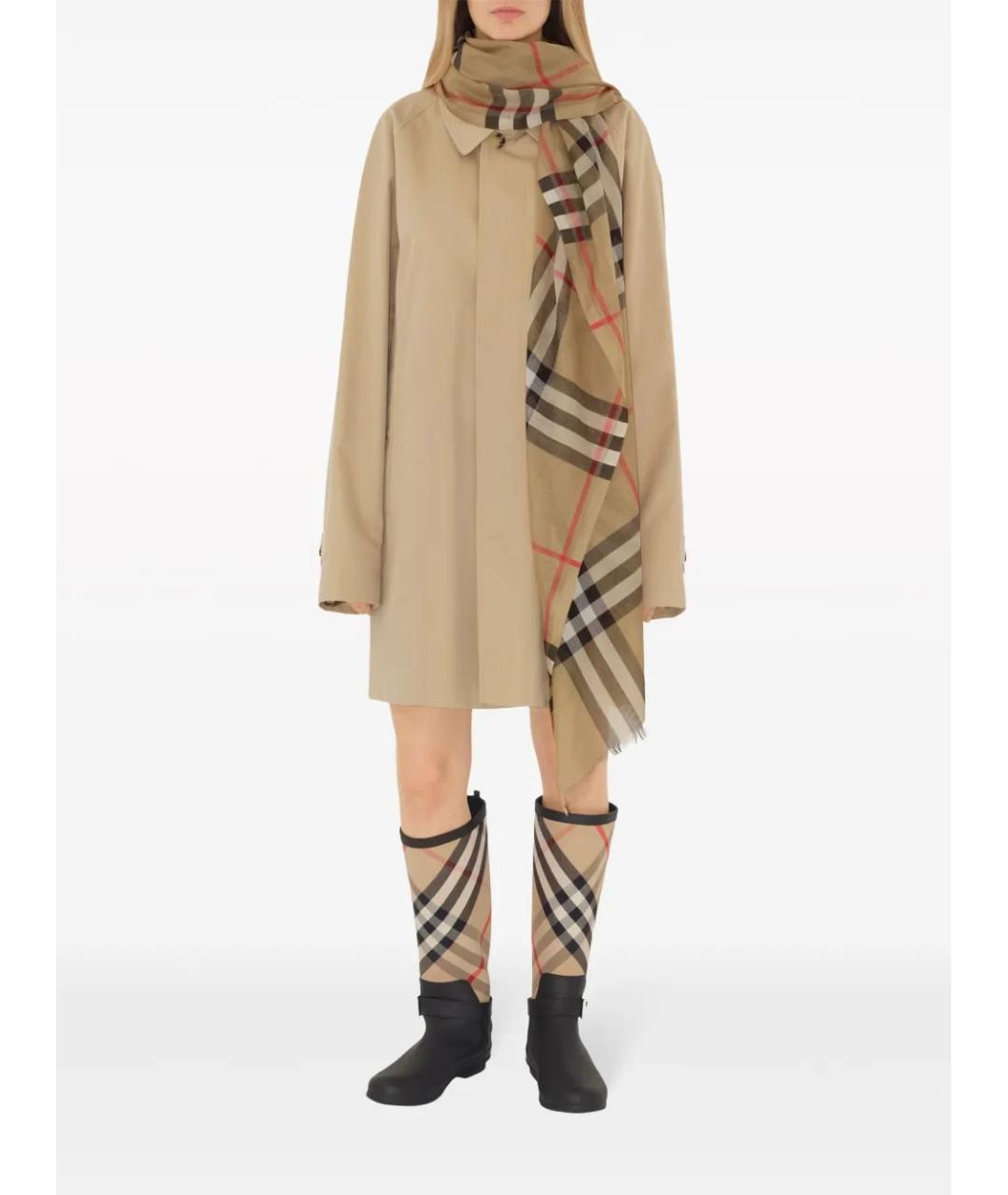 BURBERRY Бежевый шерстяной шарф, фото 4