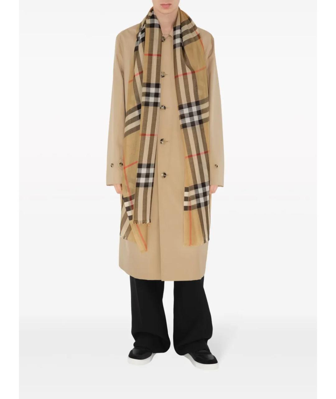 BURBERRY Бежевый шерстяной шарф, фото 3