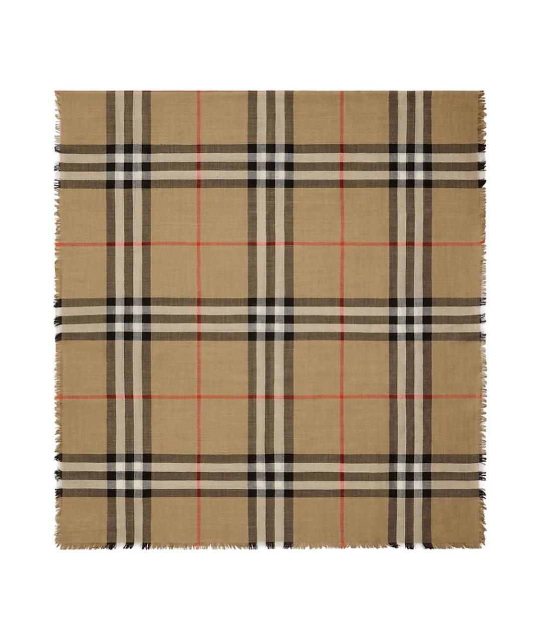 BURBERRY Бежевый шерстяной шарф, фото 1