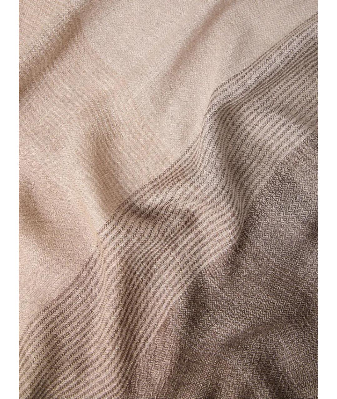 BRUNELLO CUCINELLI Бежевый шелковый шарф, фото 4