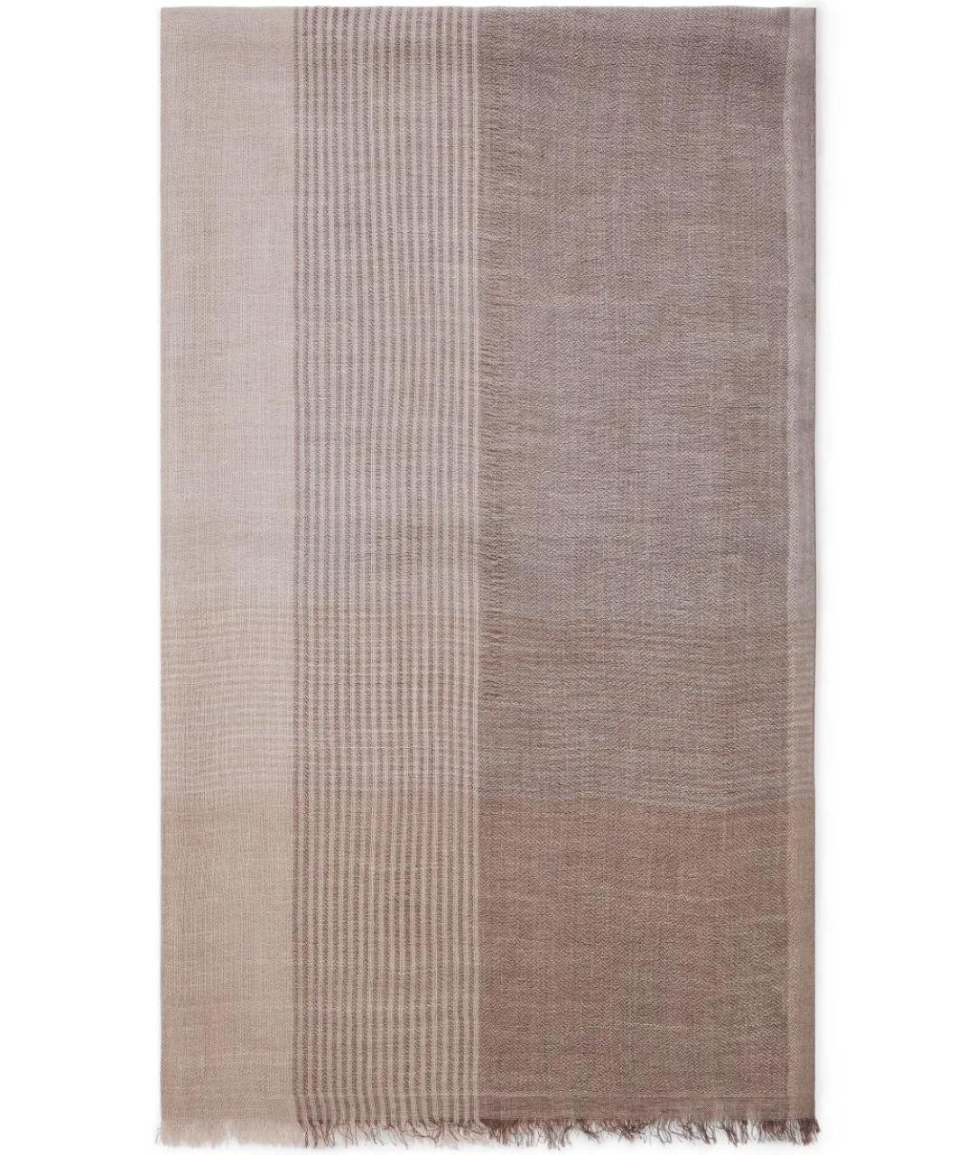 BRUNELLO CUCINELLI Бежевый шелковый шарф, фото 1