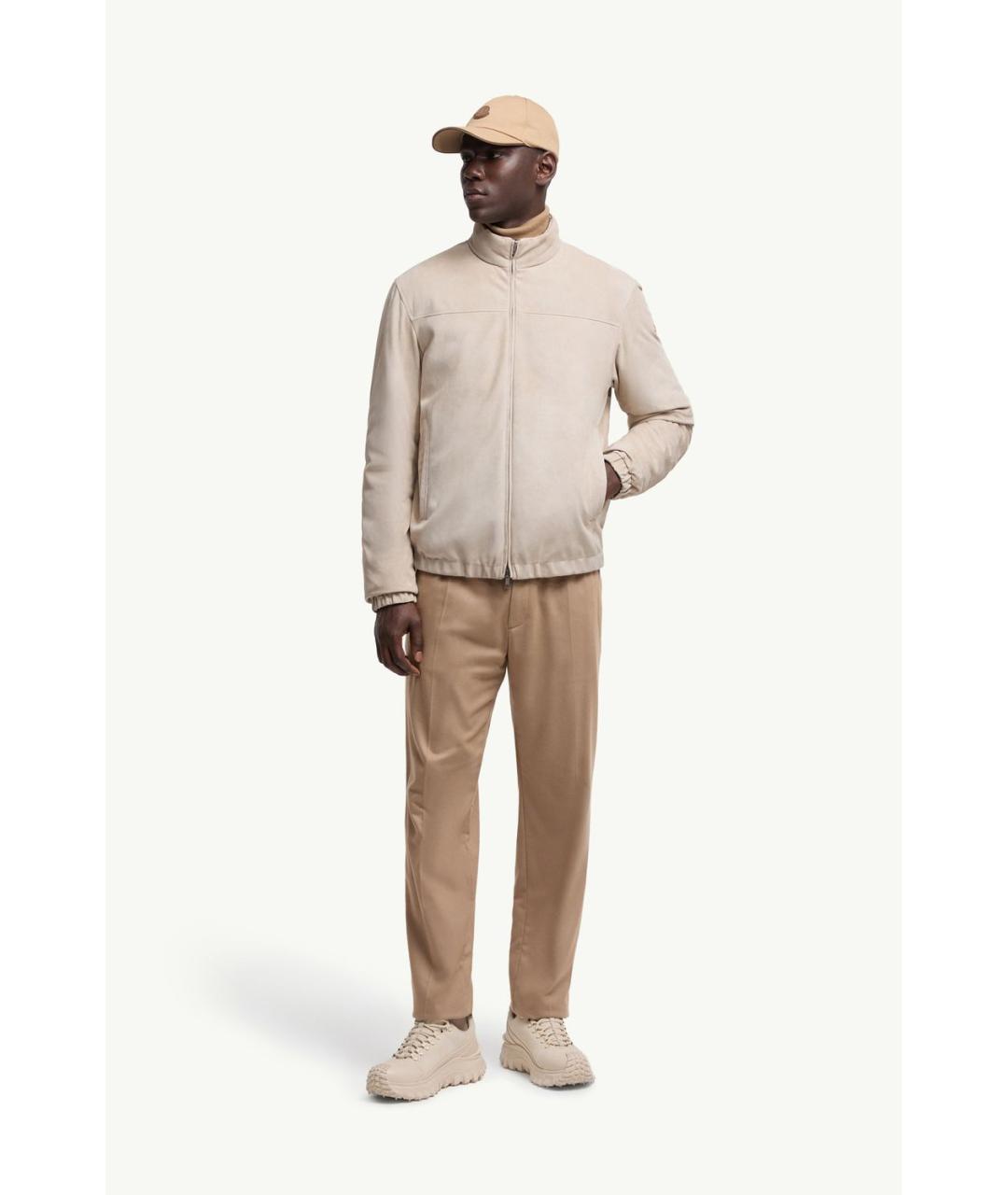 MONCLER Бежевая полиэстеровая куртка, фото 2