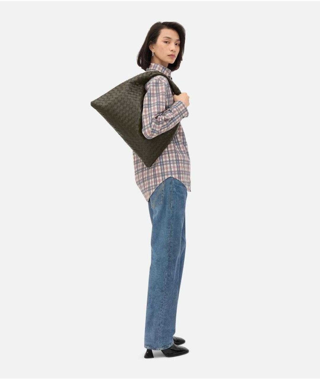 BOTTEGA VENETA Хаки кожаная сумка через плечо, фото 2