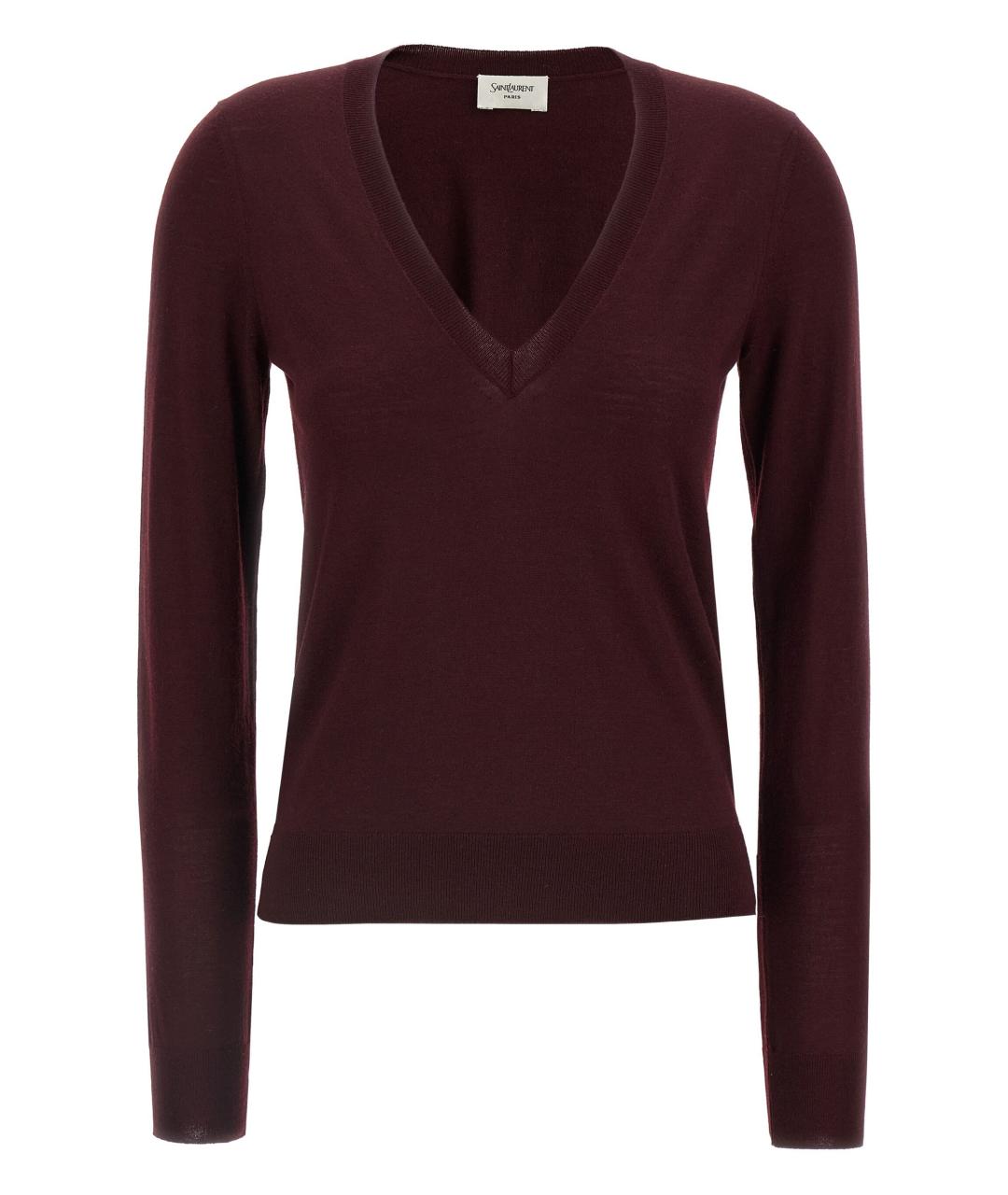 SAINT LAURENT Бордовый шерстяной джемпер / свитер, фото 1
