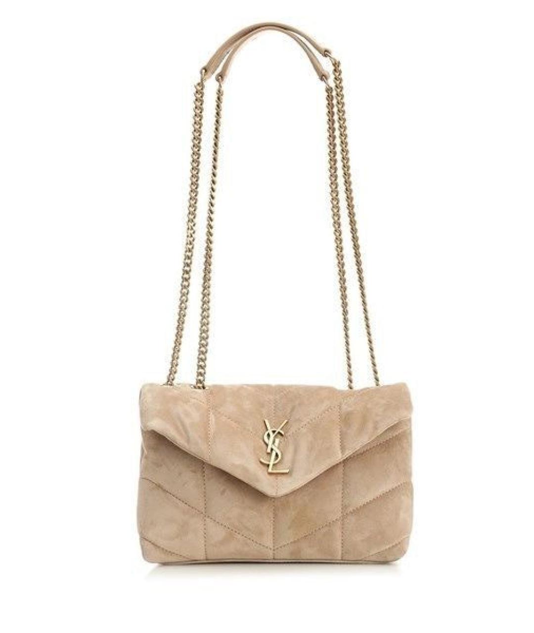 SAINT LAURENT Бежевая кожаная сумка через плечо, фото 1