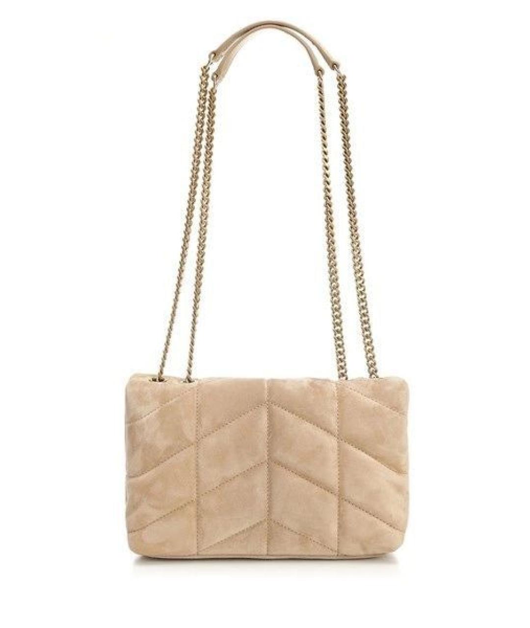 SAINT LAURENT Бежевая кожаная сумка через плечо, фото 3