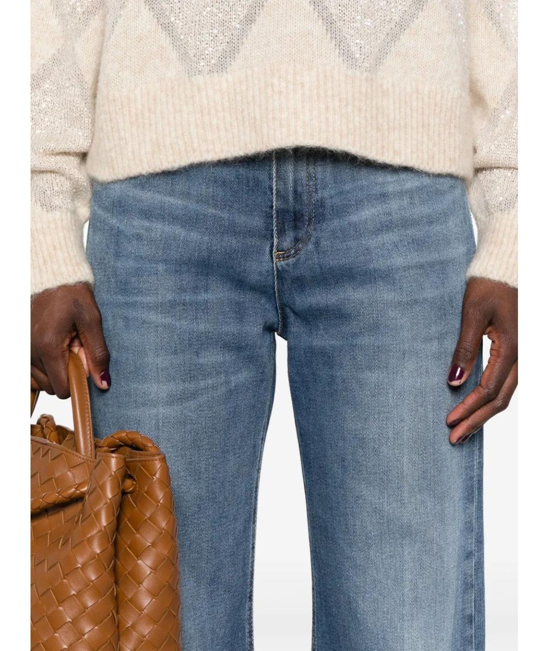 BRUNELLO CUCINELLI Синие хлопковые прямые джинсы, фото 5