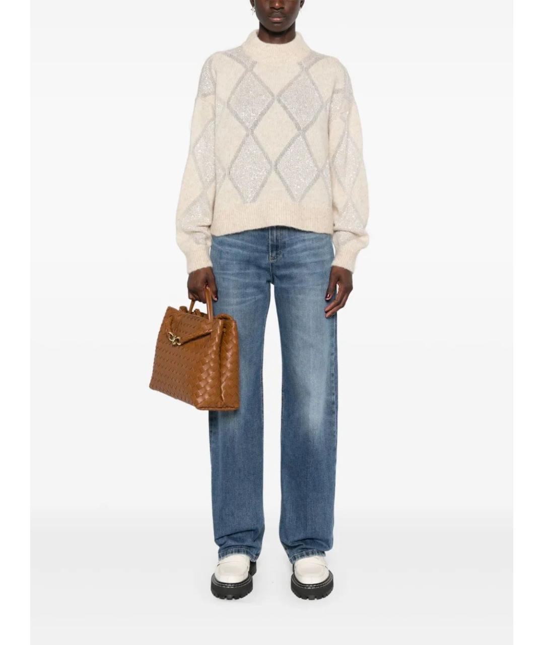 BRUNELLO CUCINELLI Синие хлопковые прямые джинсы, фото 2