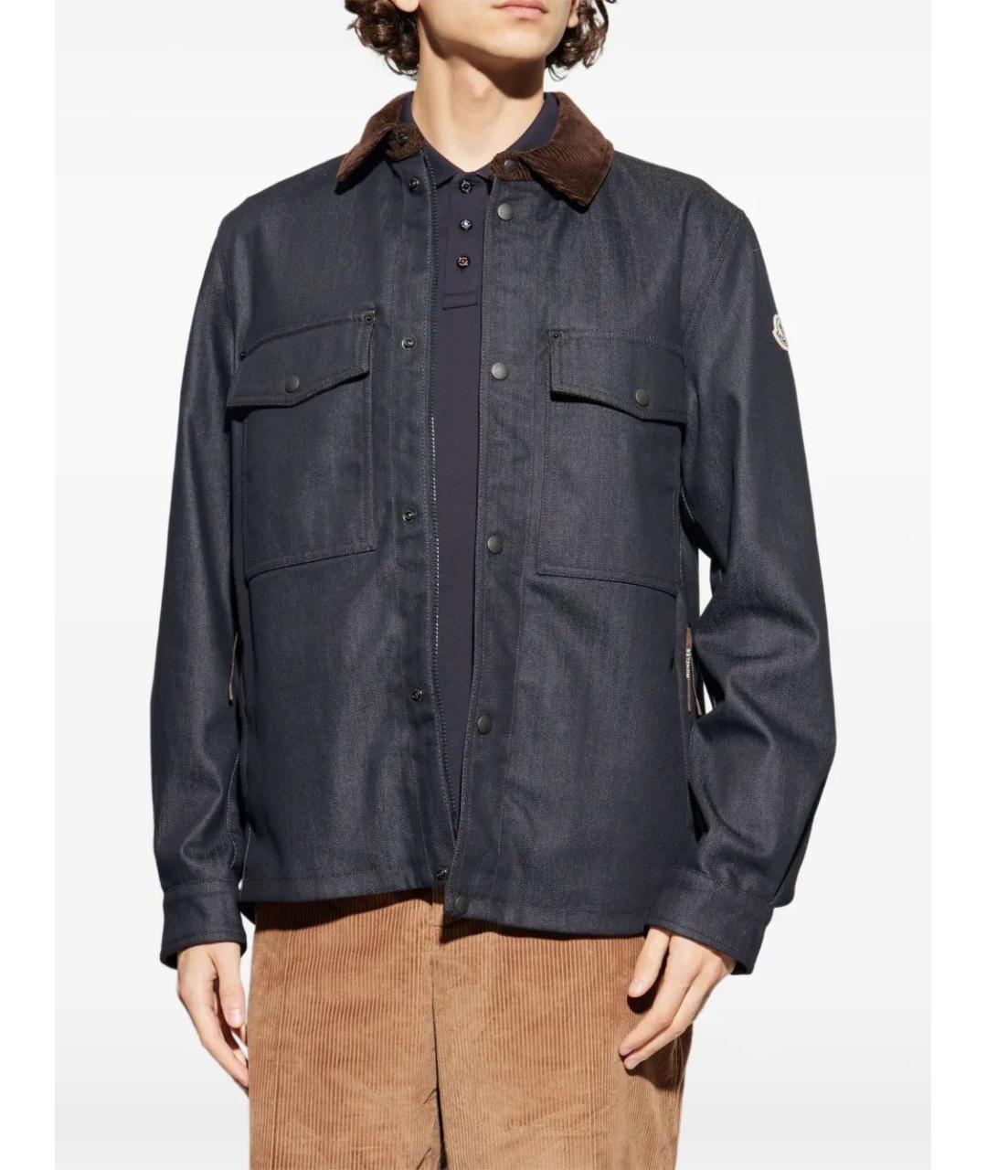 MONCLER Синяя хлопко-полиэстеровая кэжуал рубашка, фото 3