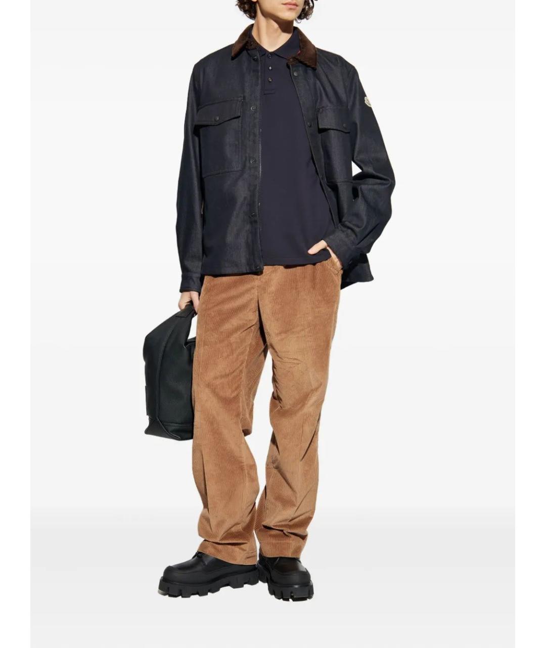 MONCLER Синяя хлопко-полиэстеровая кэжуал рубашка, фото 2