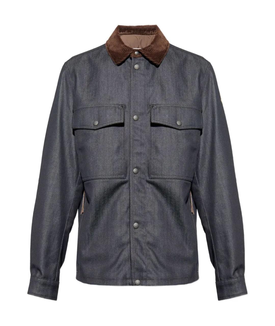 MONCLER Синяя хлопко-полиэстеровая кэжуал рубашка, фото 1