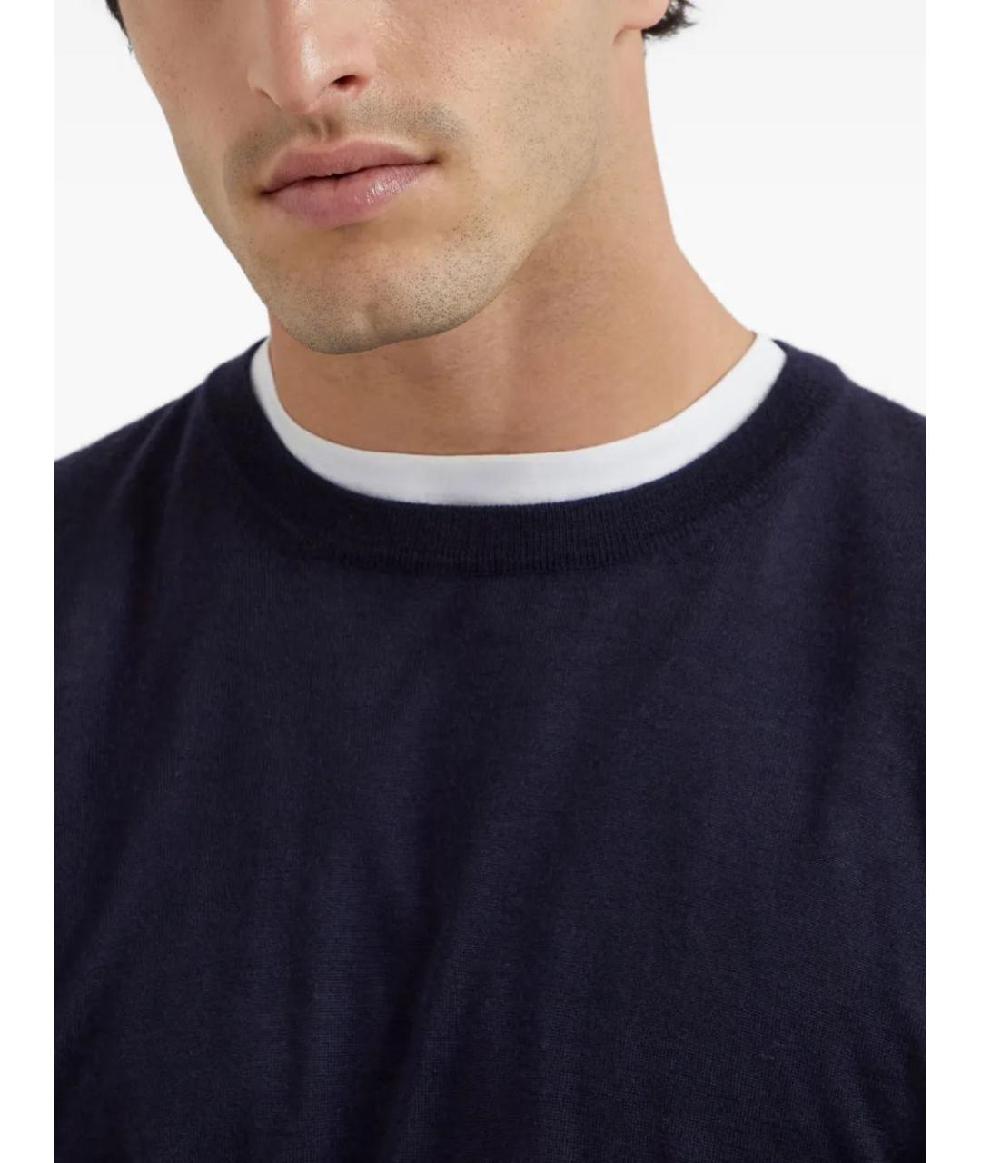 BRUNELLO CUCINELLI Темно-синий кашемировый джемпер / свитер, фото 4