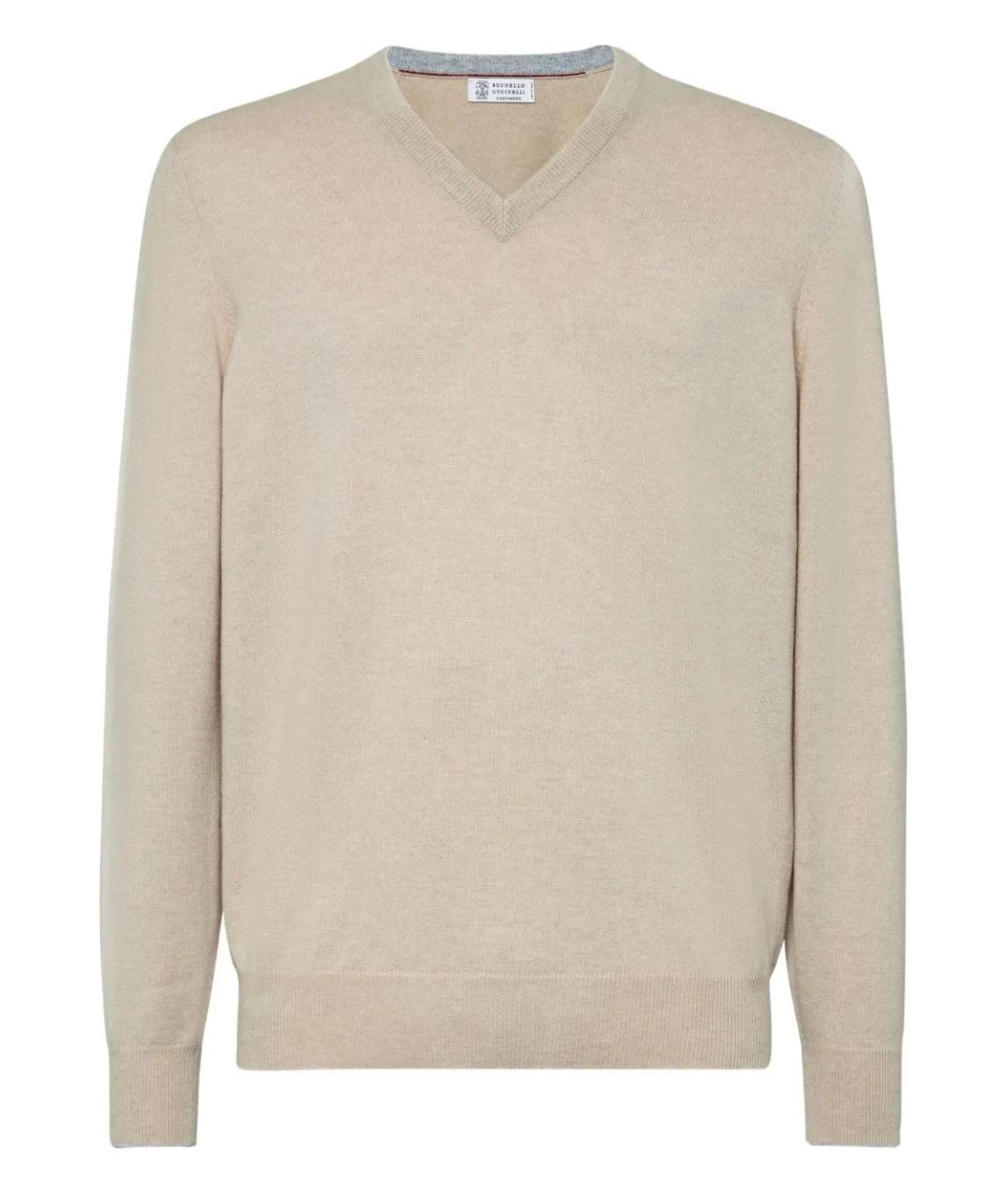 BRUNELLO CUCINELLI Бежевый кашемировый джемпер / свитер, фото 1