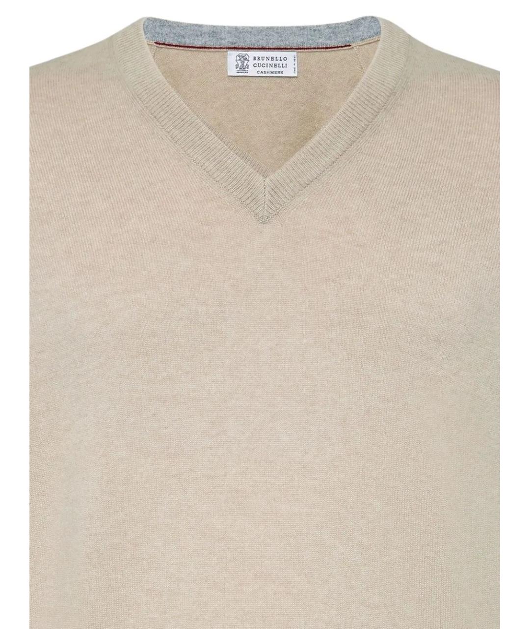 BRUNELLO CUCINELLI Бежевый кашемировый джемпер / свитер, фото 4