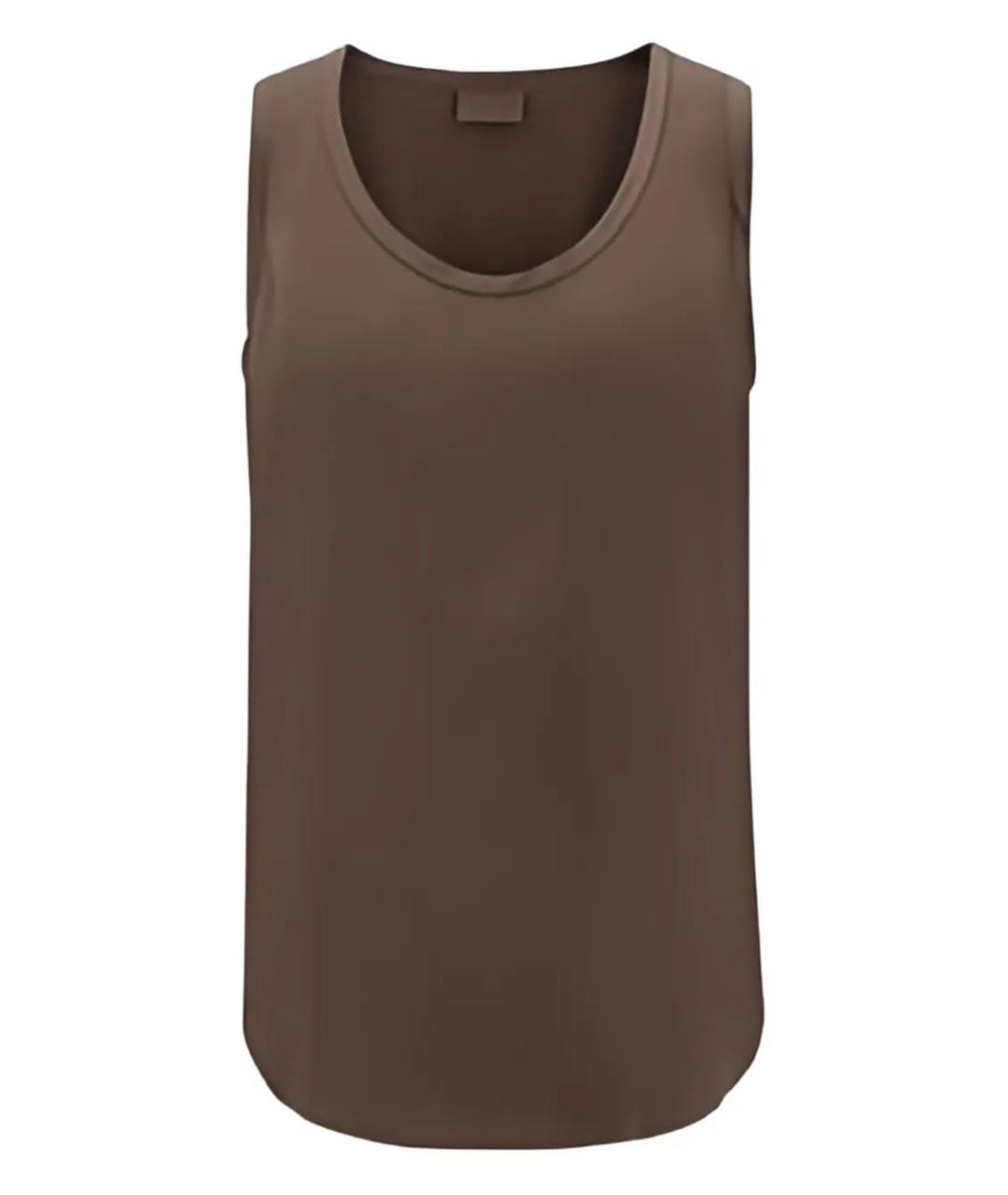 BRUNELLO CUCINELLI Коричневая шелковая майка, фото 1