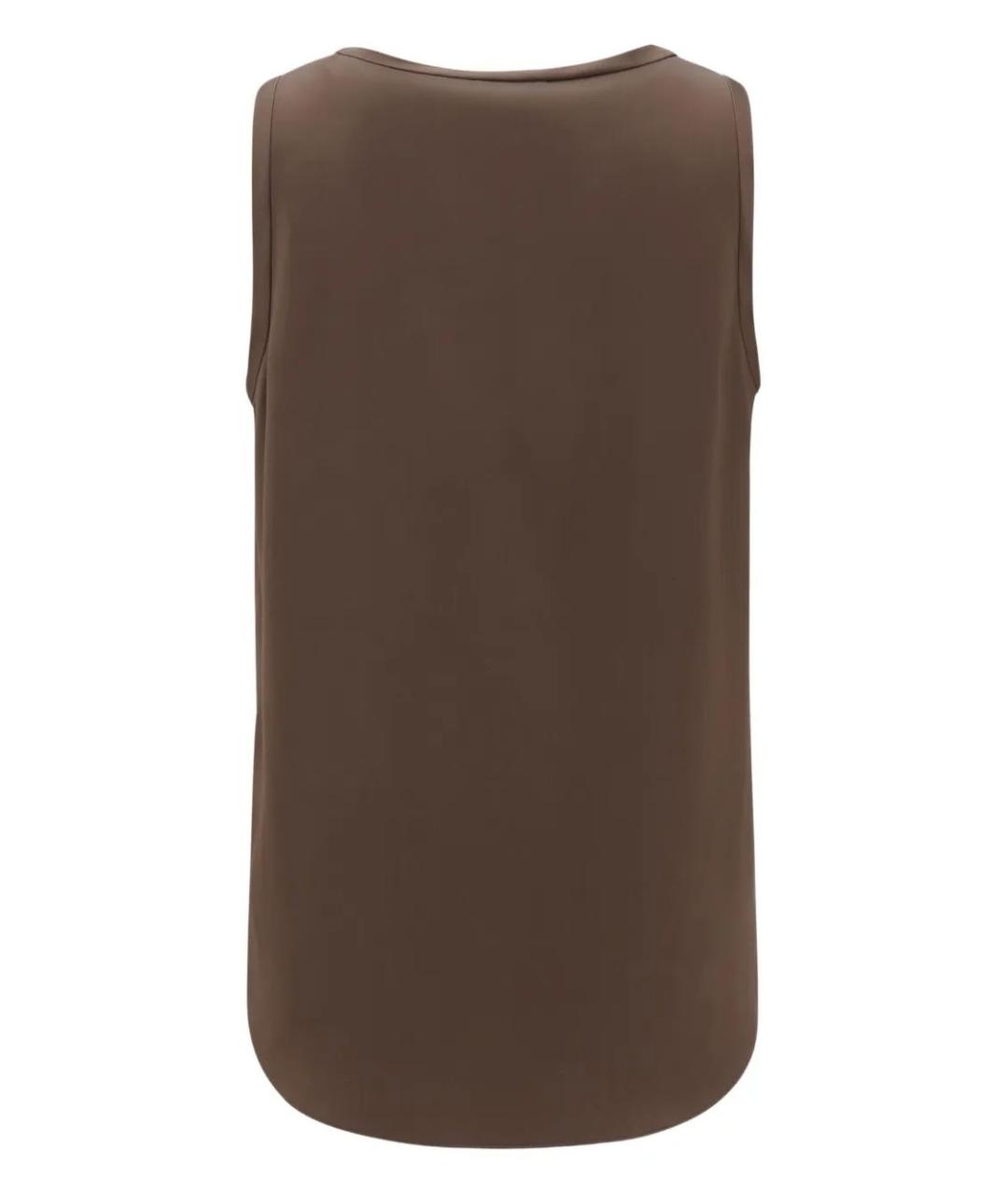 BRUNELLO CUCINELLI Коричневая шелковая майка, фото 2