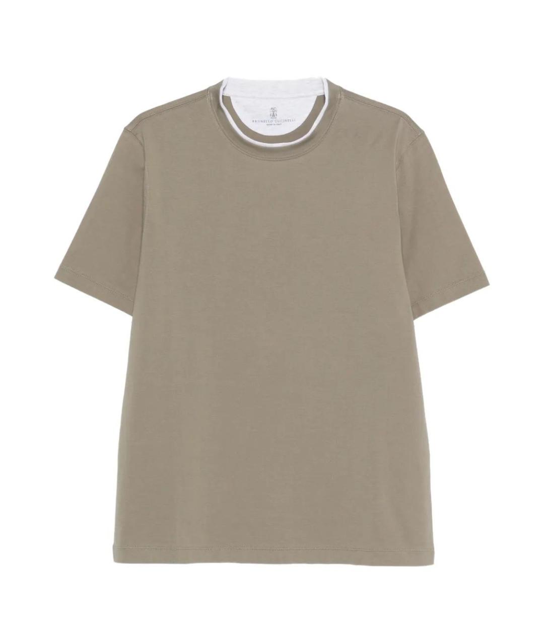BRUNELLO CUCINELLI Бежевая хлопковая футболка, фото 1