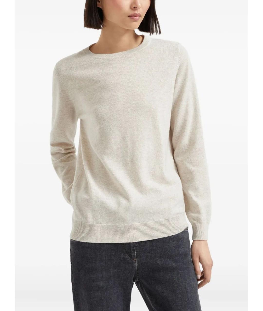 BRUNELLO CUCINELLI Бежевый кашемировый джемпер / свитер, фото 3