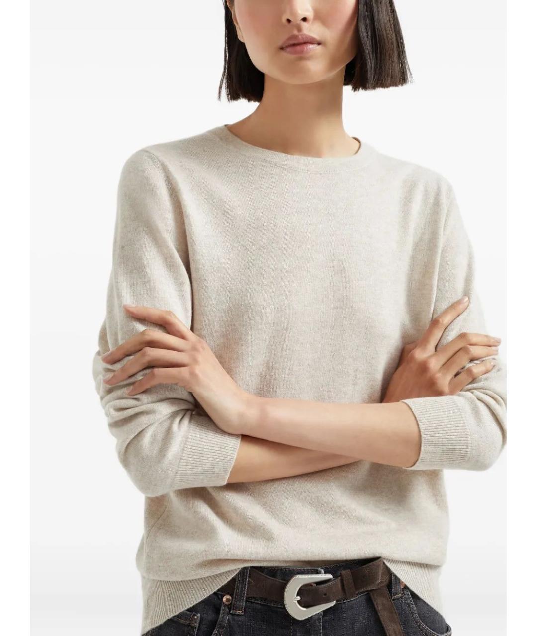 BRUNELLO CUCINELLI Бежевый кашемировый джемпер / свитер, фото 5