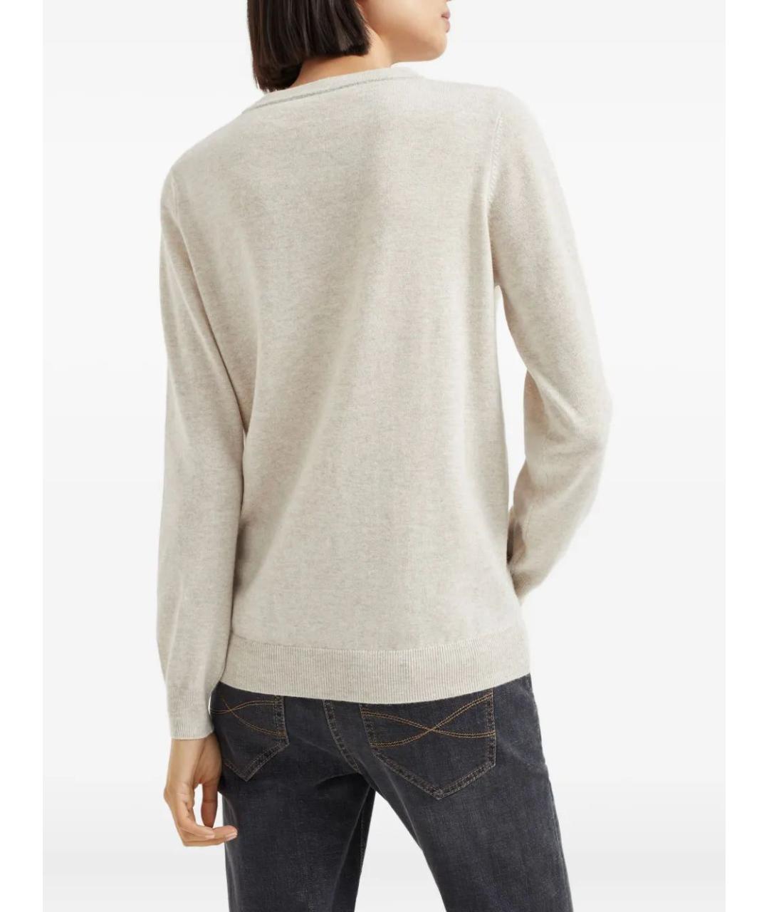 BRUNELLO CUCINELLI Бежевый кашемировый джемпер / свитер, фото 4