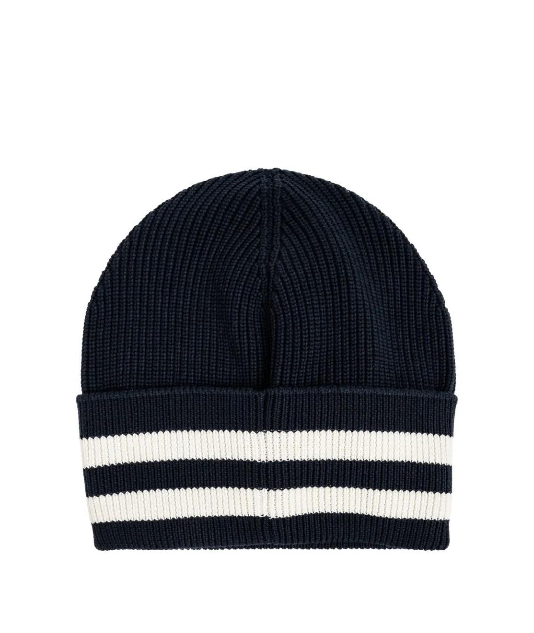 MONCLER Темно-синяя хлопковая шапка, фото 2