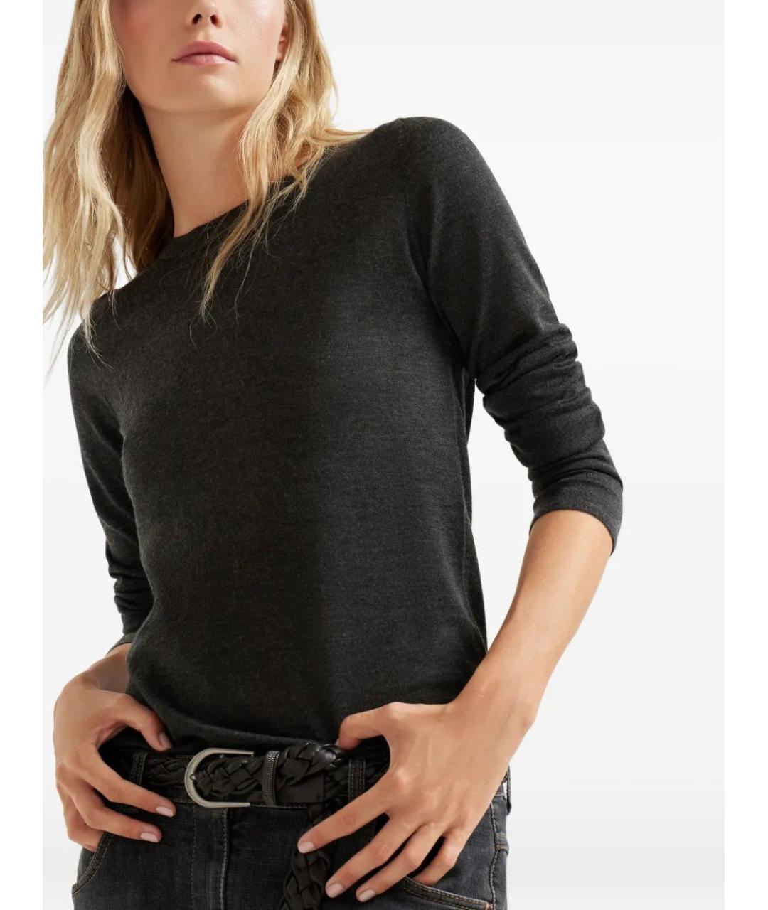 BRUNELLO CUCINELLI Черный кашемировый джемпер / свитер, фото 5