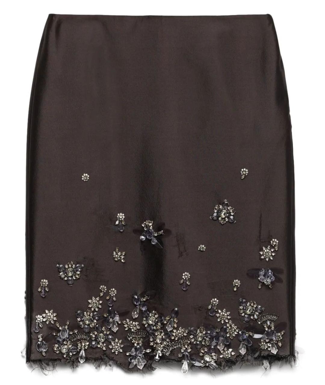 PRADA Серая шелковая юбка мини, фото 1