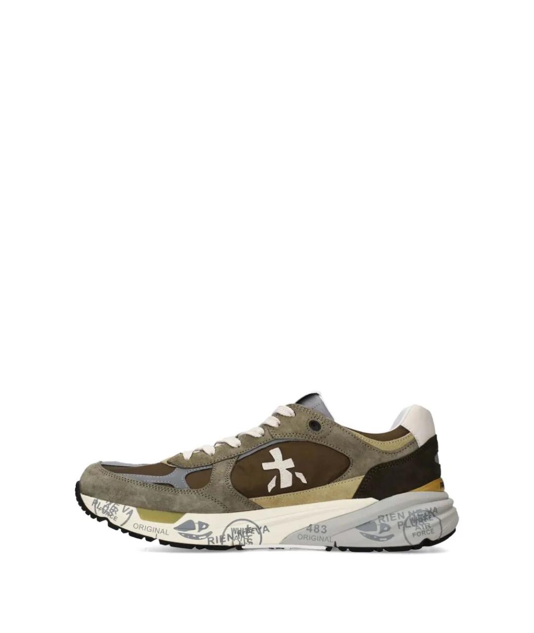 PREMIATA Хаки кожаные низкие кроссовки / кеды, фото 4