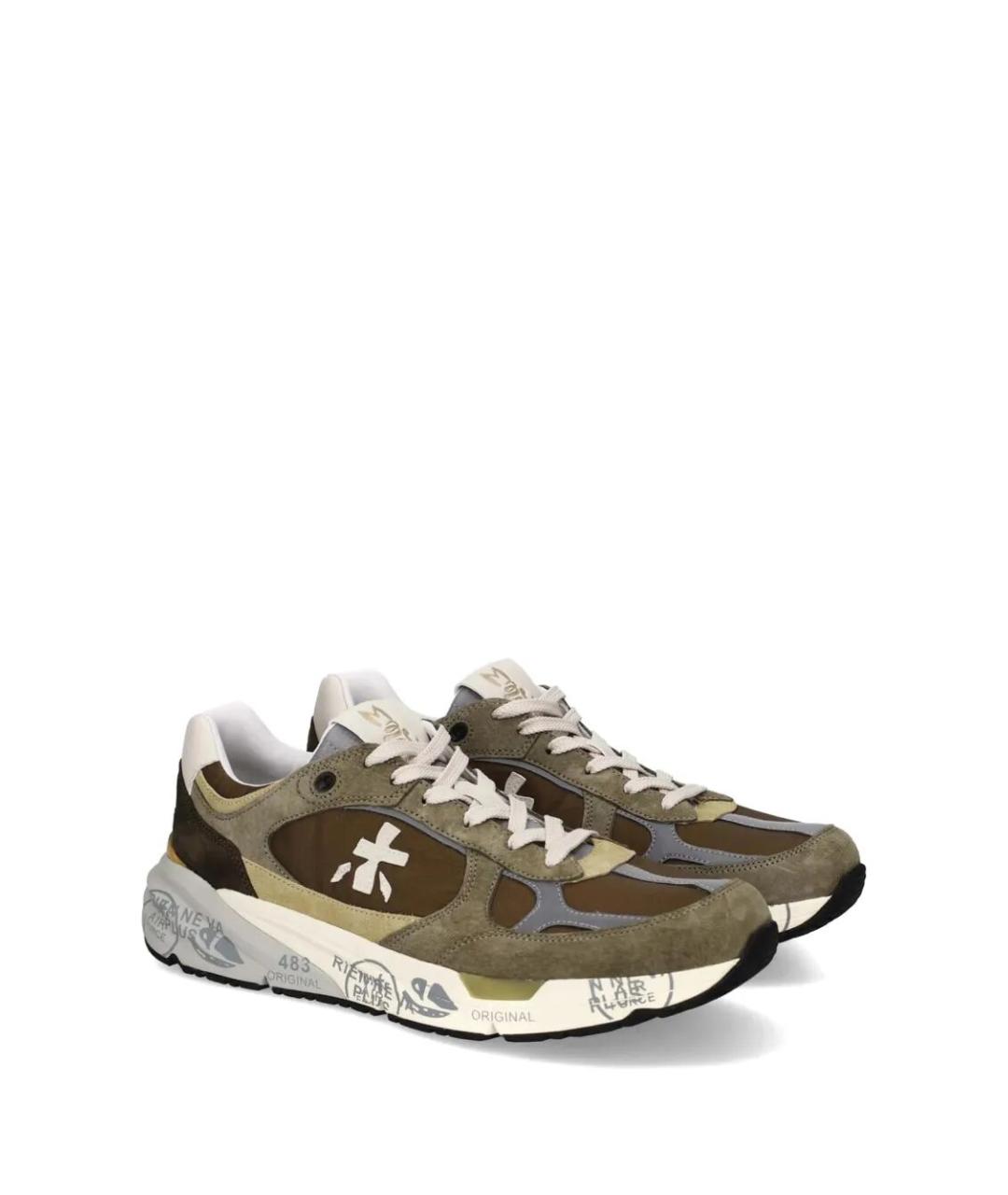 PREMIATA Хаки кожаные низкие кроссовки / кеды, фото 2