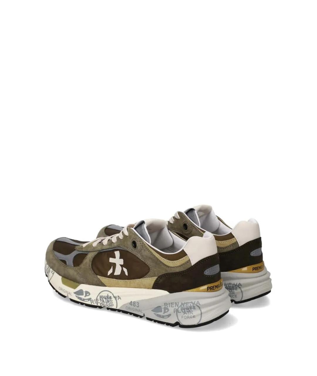 PREMIATA Хаки кожаные низкие кроссовки / кеды, фото 3