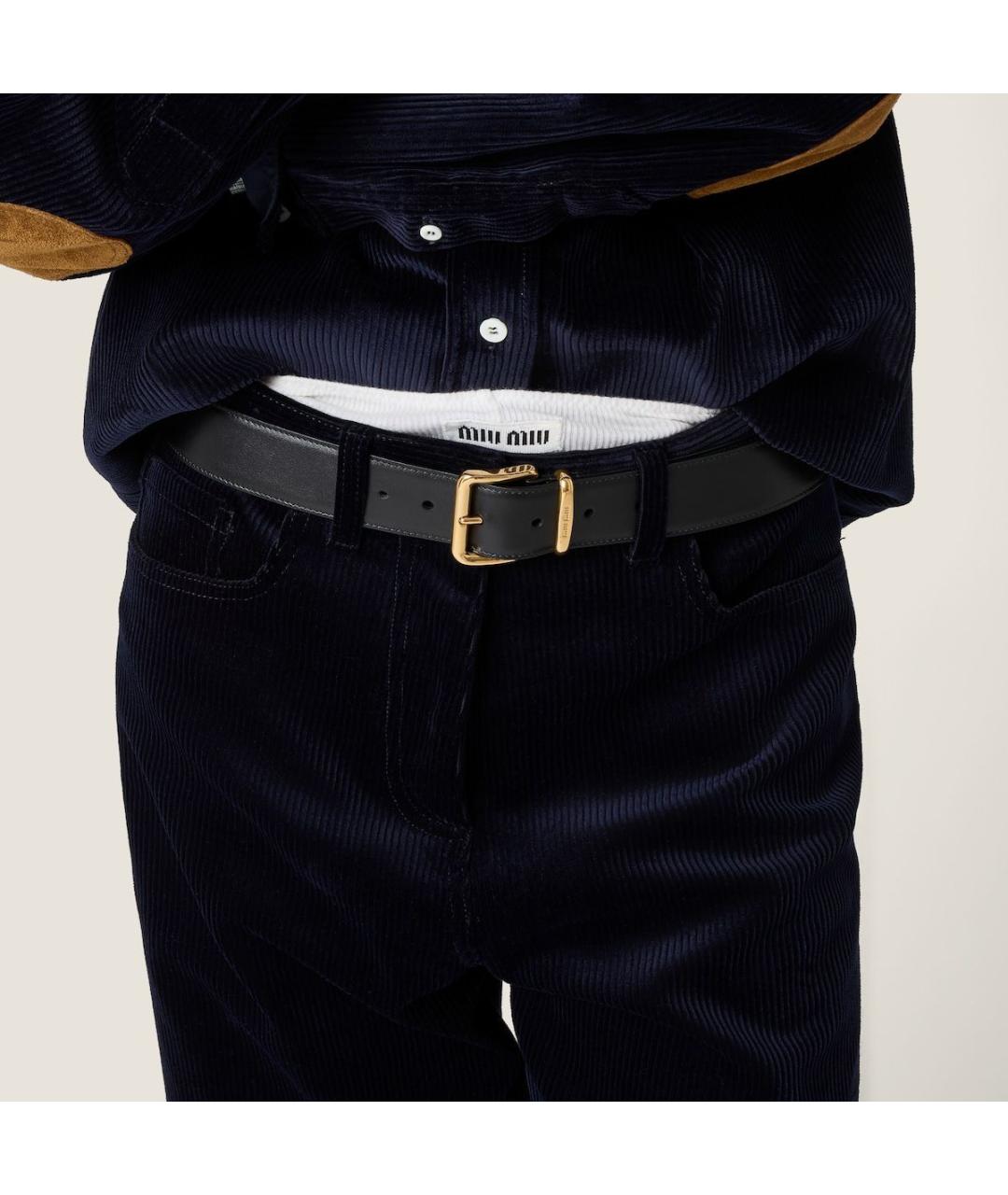 MIU MIU Синие хлопковые прямые брюки, фото 4