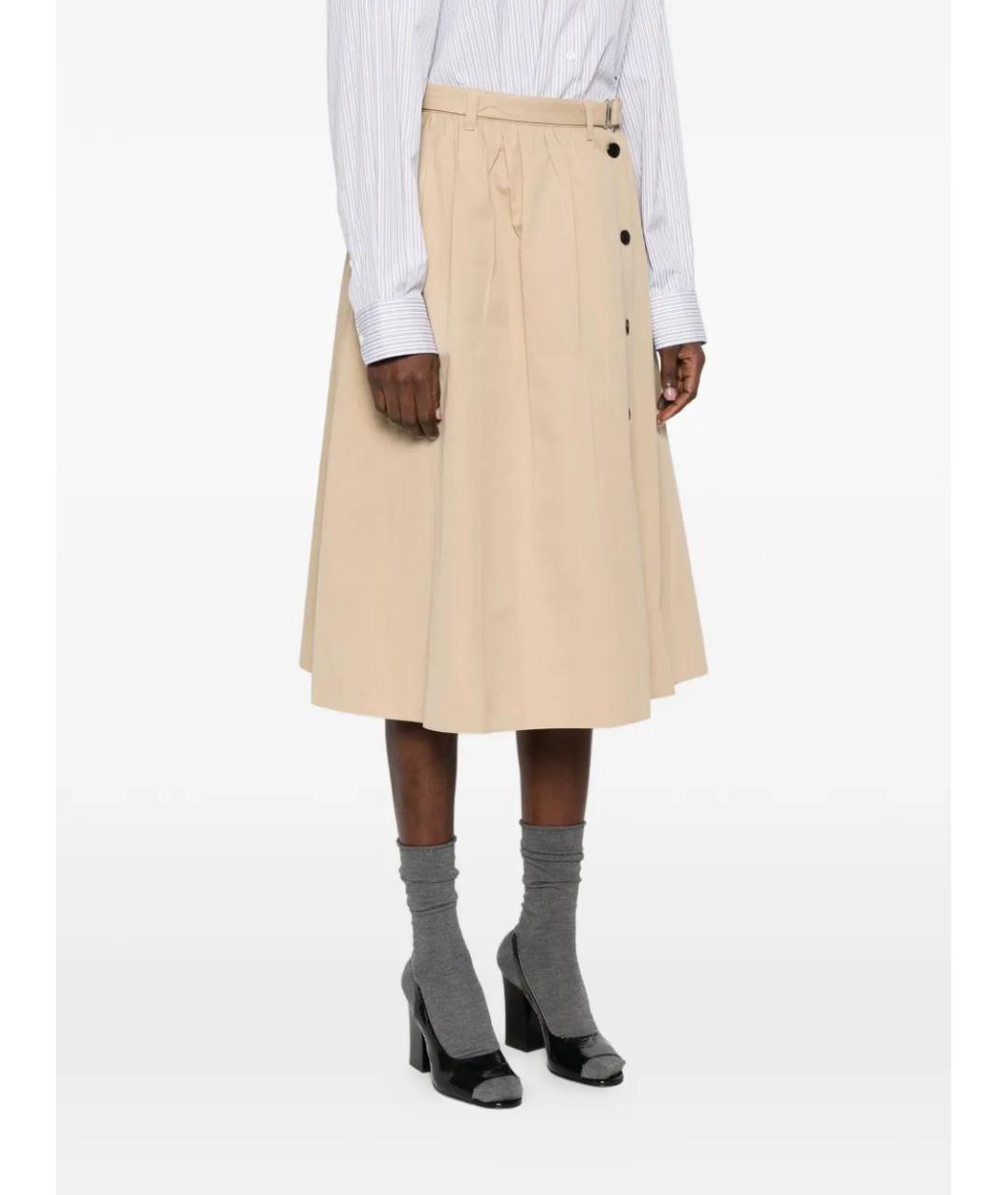 PRADA Бежевая хлопковая юбка миди, фото 3