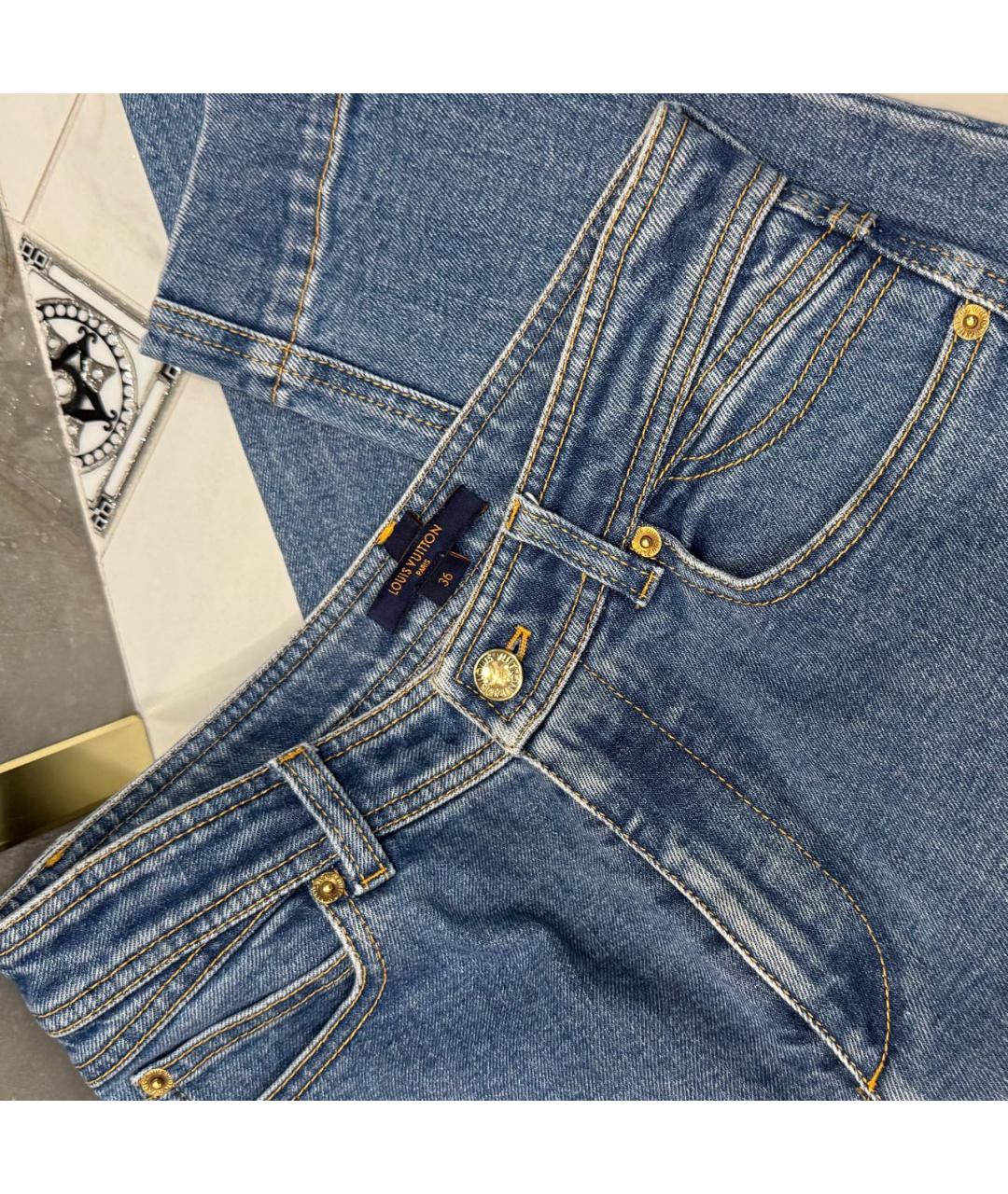 LOUIS VUITTON Синие хлопко-эластановые джинсы слим, фото 4