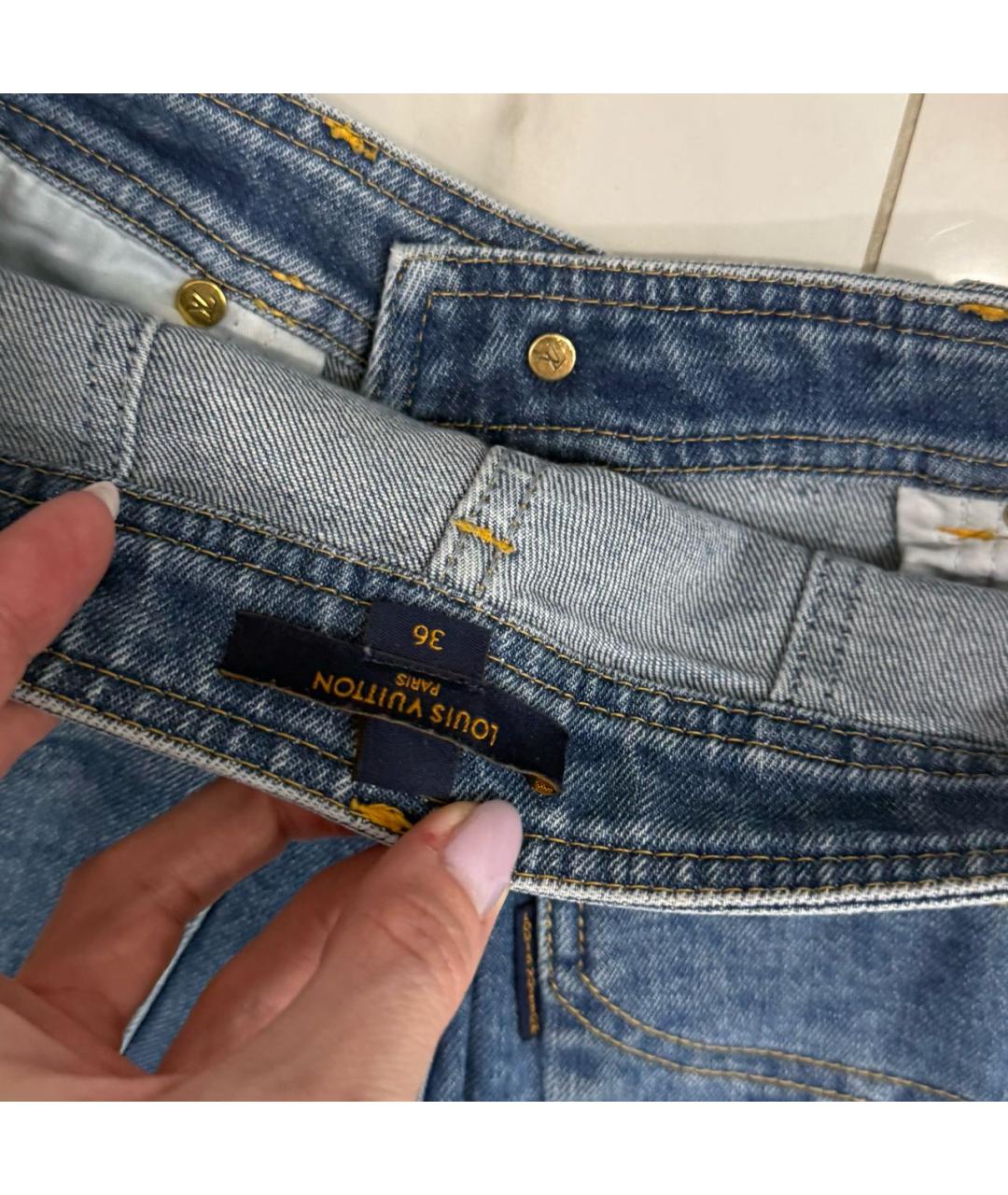 LOUIS VUITTON Синие хлопко-эластановые джинсы слим, фото 8