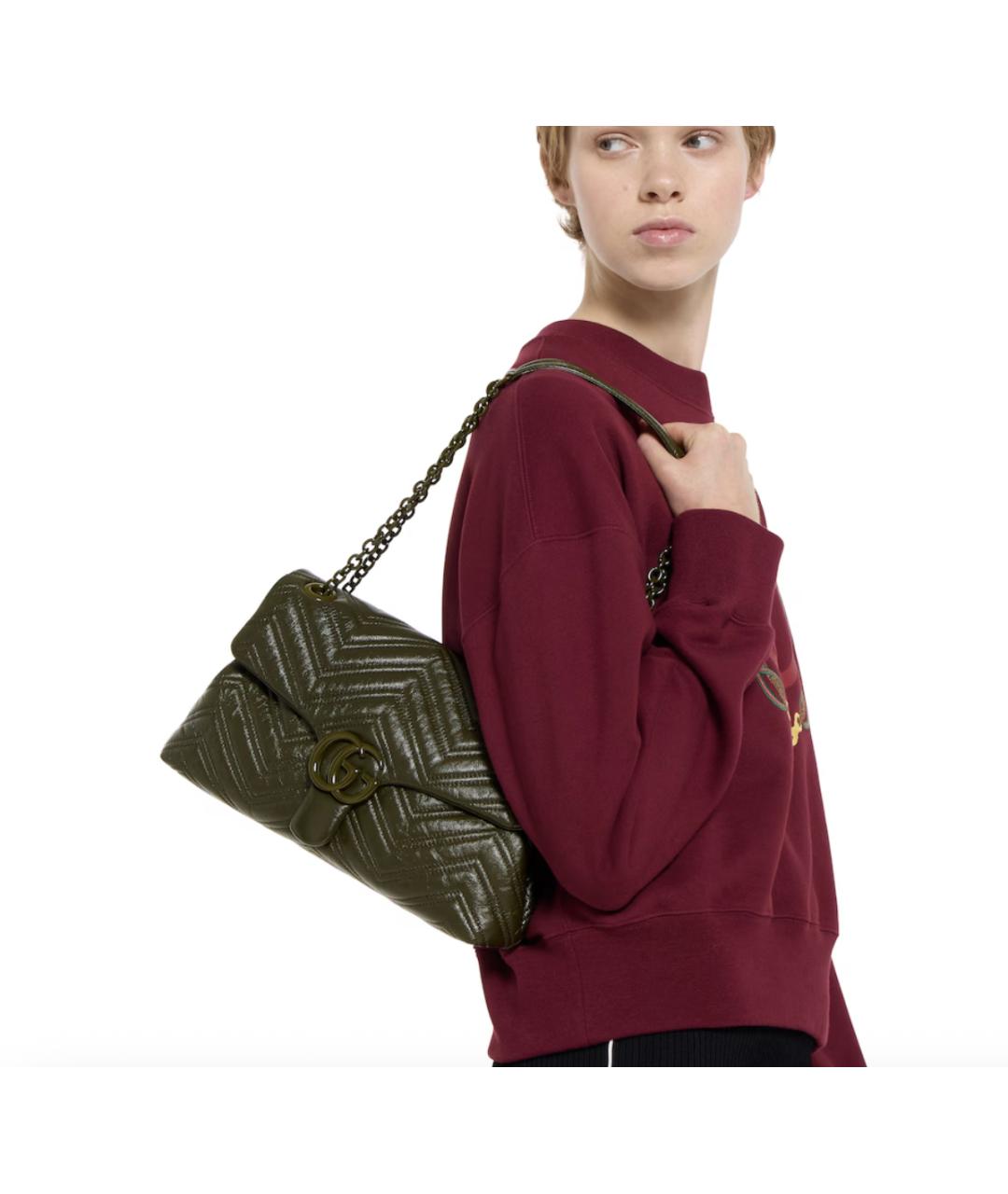 GUCCI Зеленая кожаная сумка через плечо, фото 3