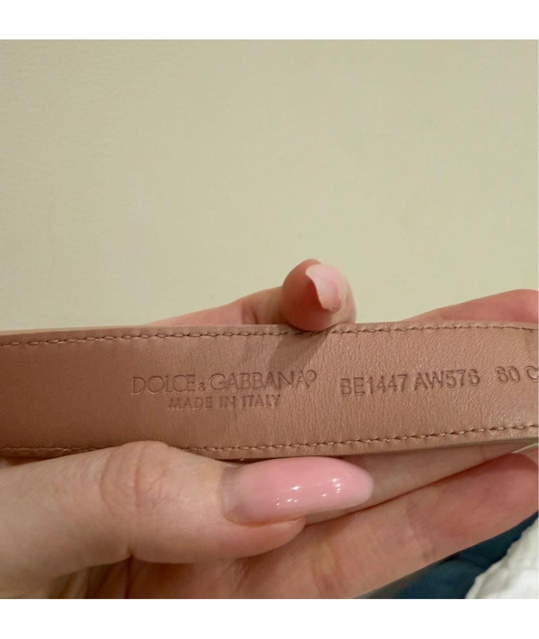 DOLCE&GABBANA Бежевый кожаный ремень, фото 3