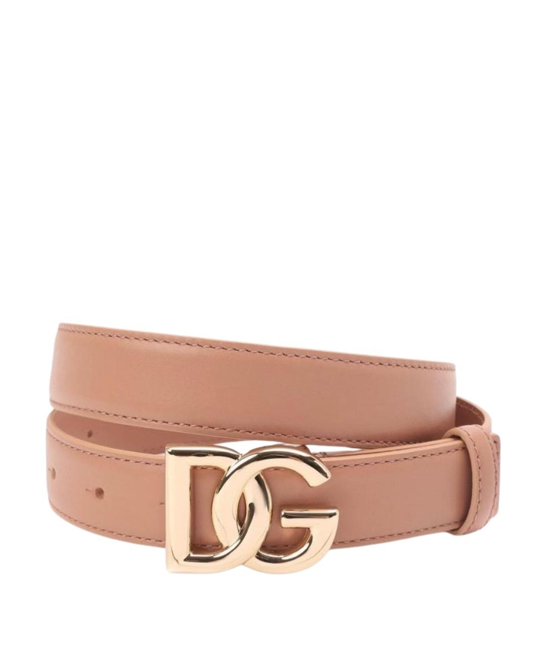 DOLCE&GABBANA Бежевый кожаный ремень, фото 1