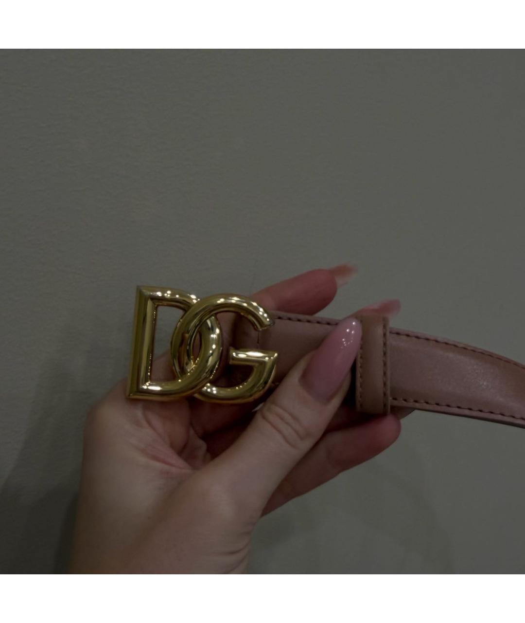 DOLCE&GABBANA Бежевый кожаный ремень, фото 4