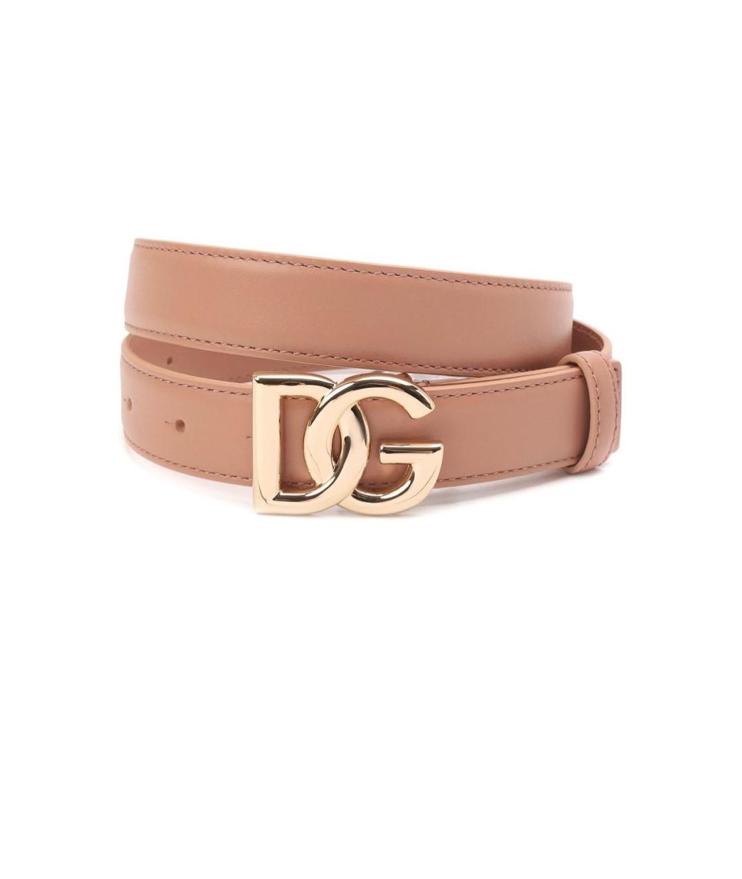 DOLCE&GABBANA Бежевый кожаный ремень, фото 5