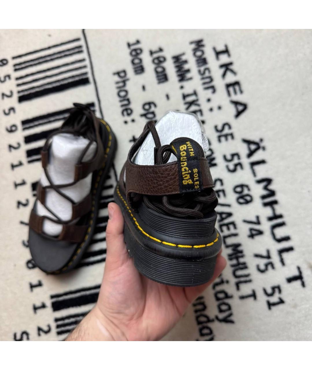 DR. MARTENS Коричневые кожаные сандалии, фото 4