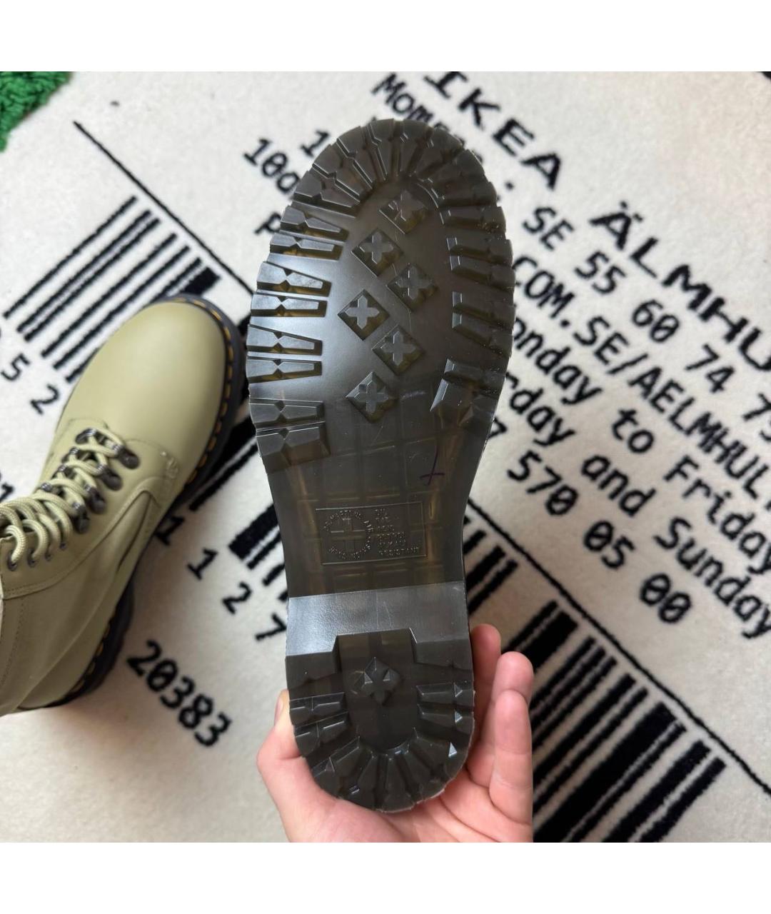 DR. MARTENS Хаки кожаные высокие ботинки, фото 5