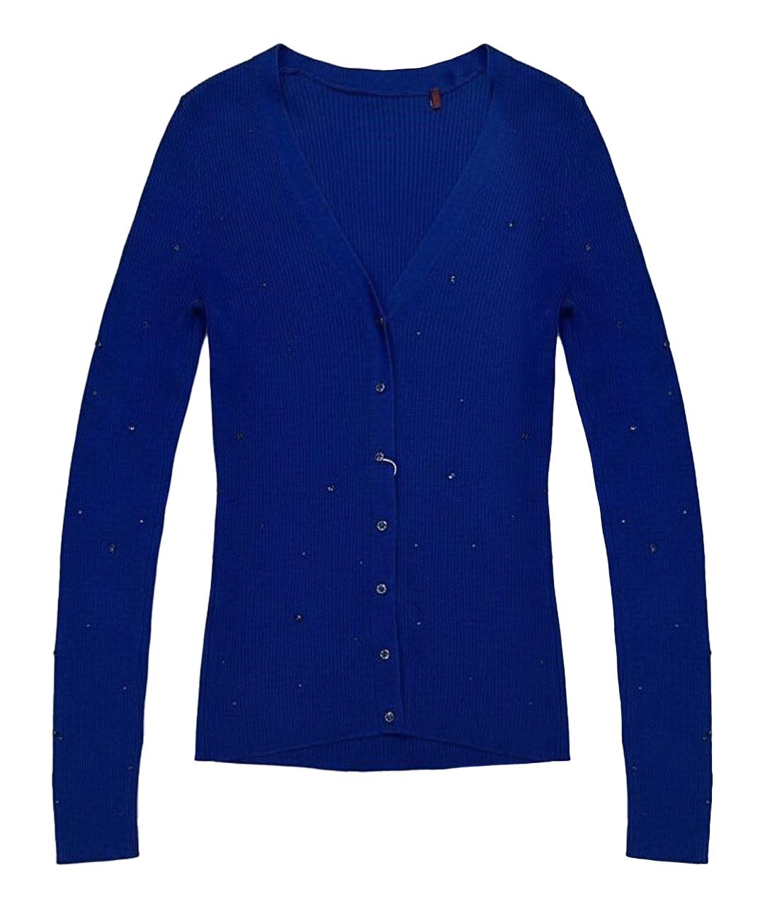 MAX MARA Синий шелковый кардиган, фото 1