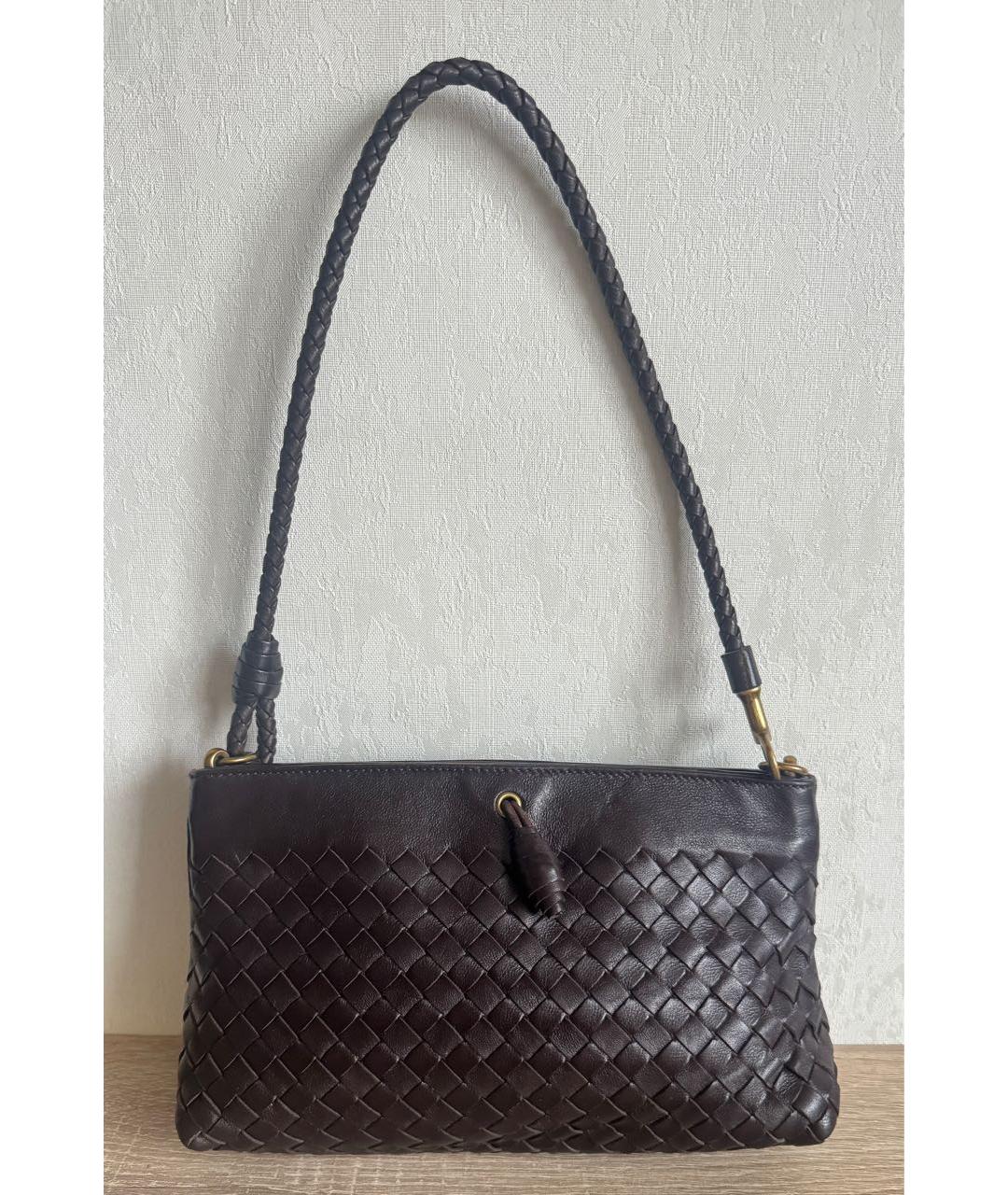 BOTTEGA VENETA Коричневая кожаная сумка через плечо, фото 9