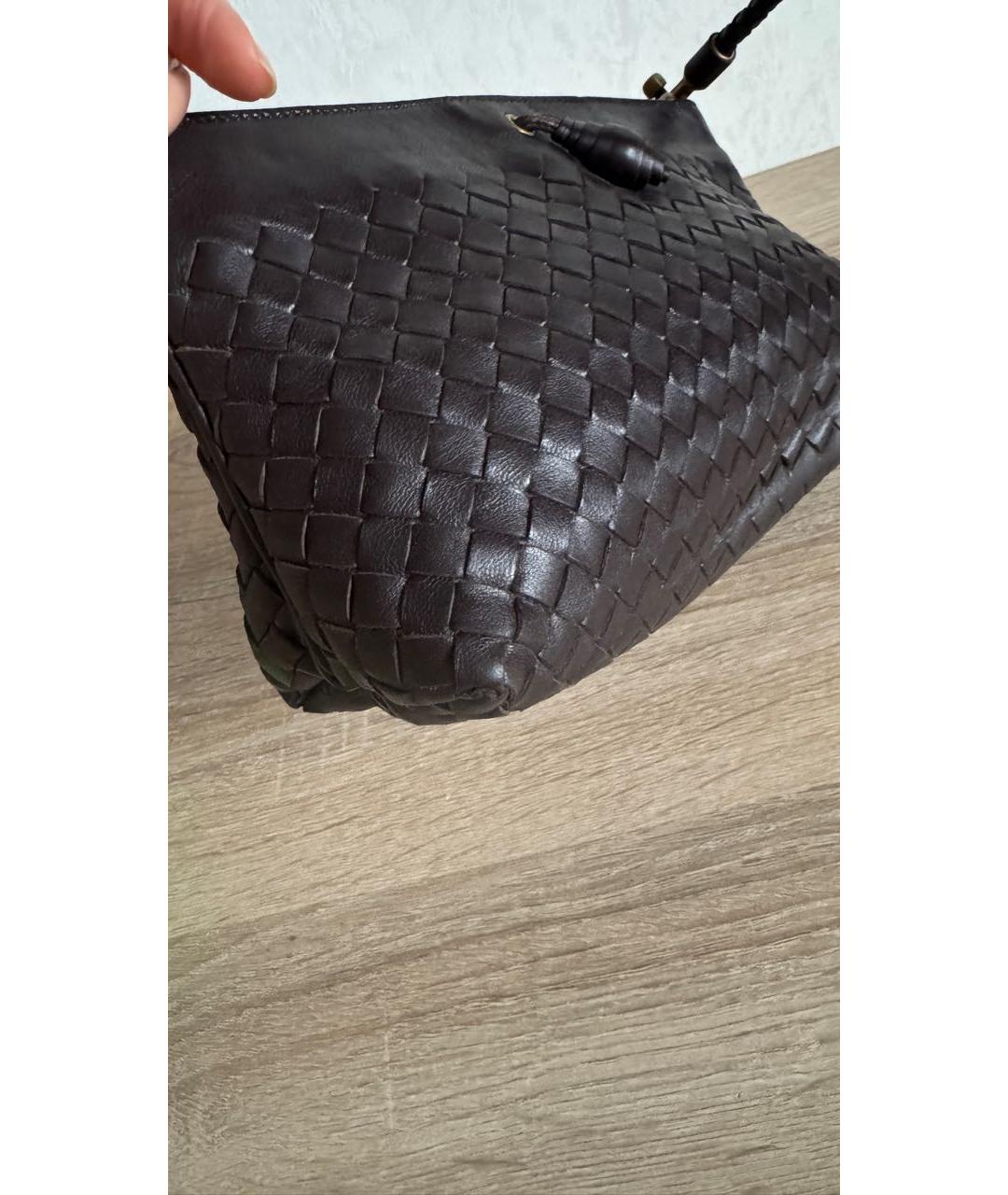 BOTTEGA VENETA Коричневая кожаная сумка через плечо, фото 6