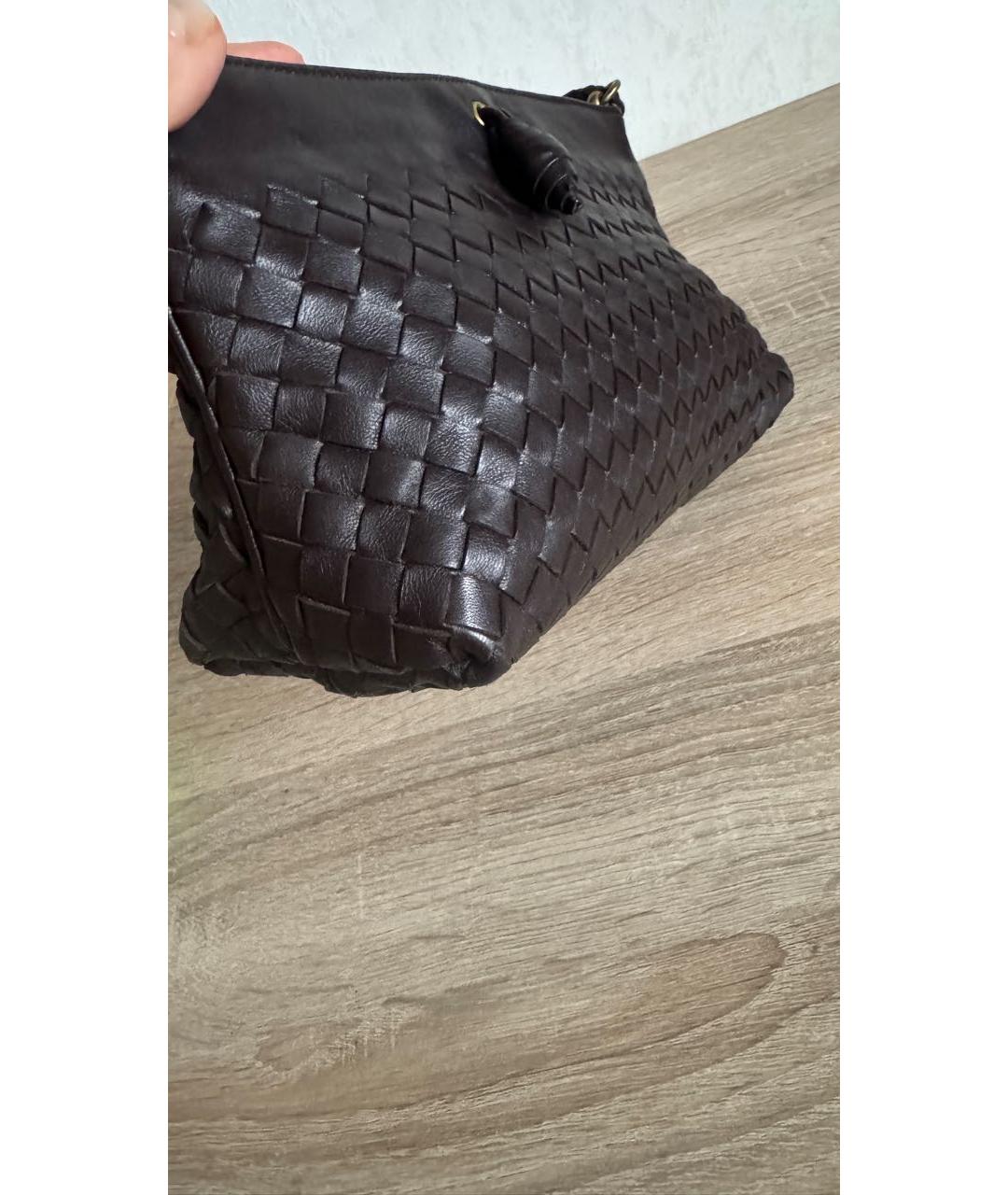 BOTTEGA VENETA Коричневая кожаная сумка через плечо, фото 4